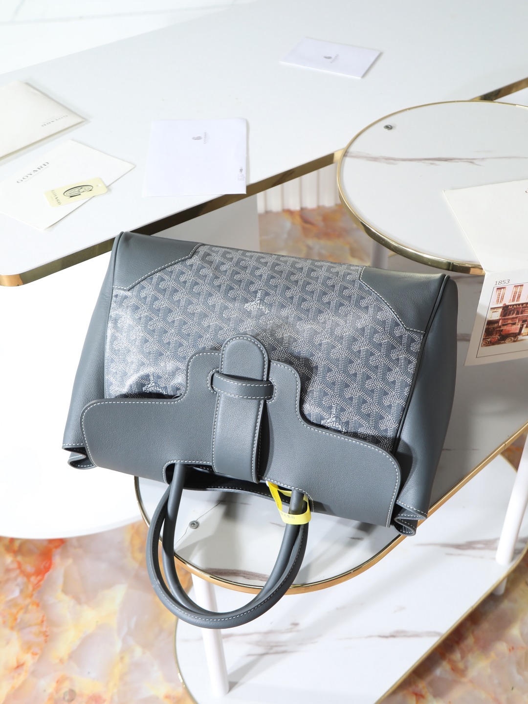 GOYARD 戈雅  Saigon -Beech Wood Handle Flap Tote Bag (Canvas & Leather) – Handheld & Shoulder Bag-F0-SAIGOCMMLTY