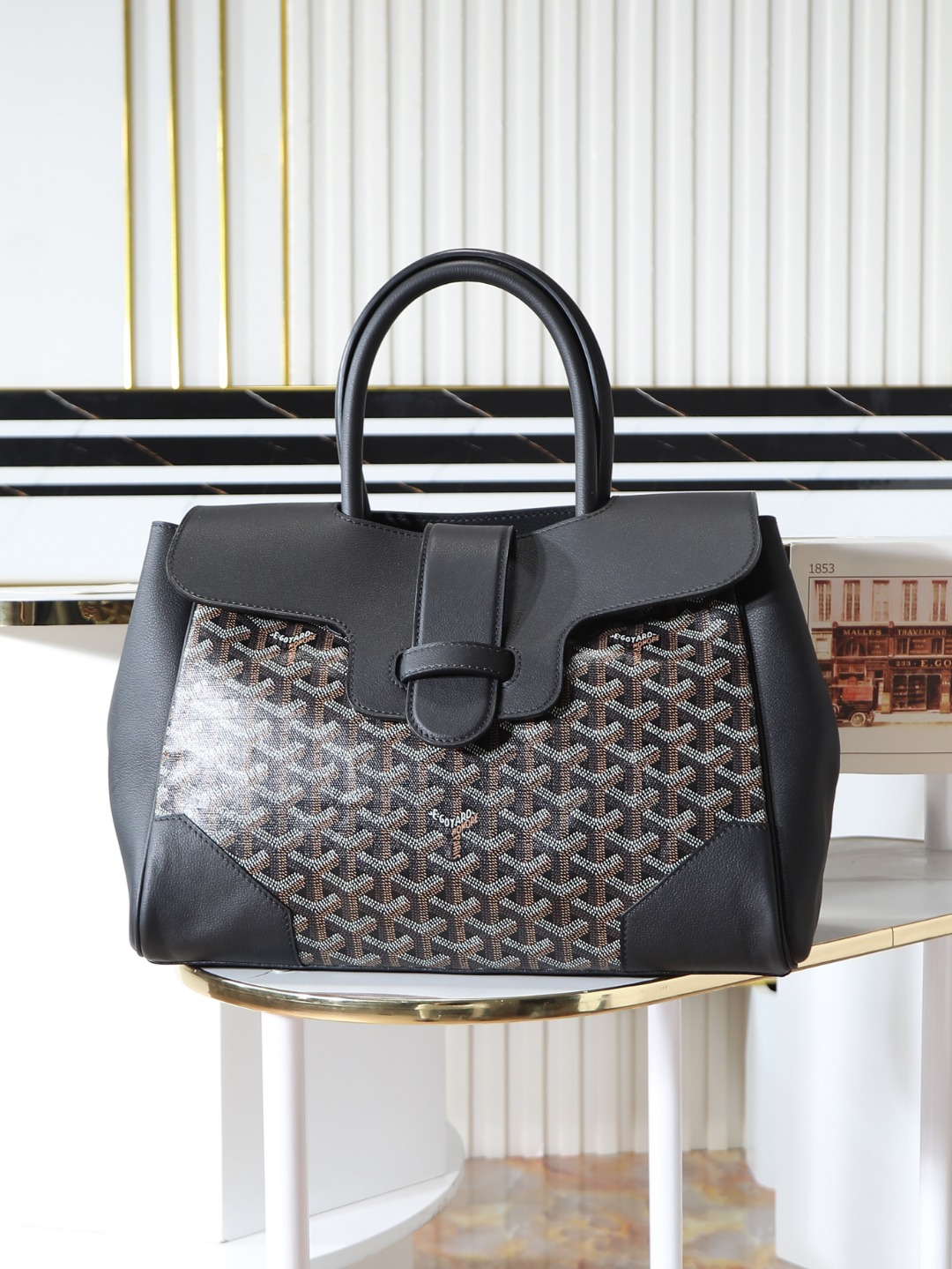 GOYARD 戈雅  Saigon -Beech Wood Handle Flap Tote Bag (Canvas & Leather) – Handheld & Shoulder Bag-F0-SAIGOCMMLTY