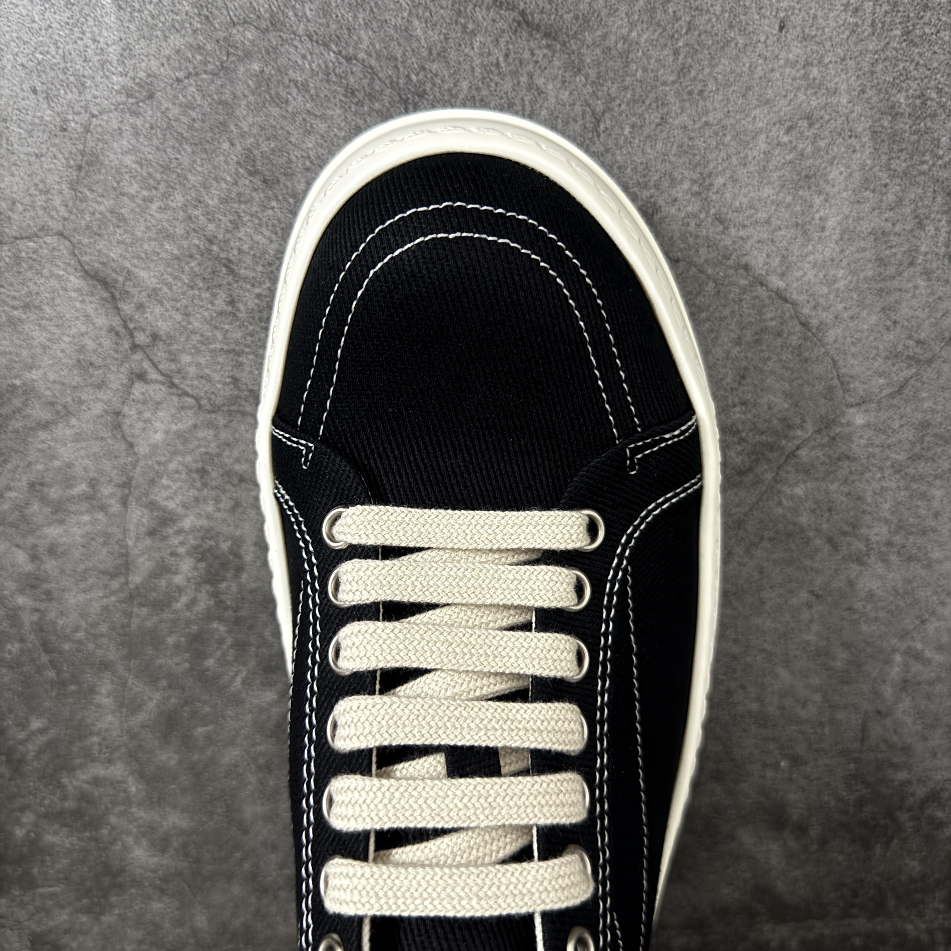 RICK OWENS RO 圆头 高筒  板鞋 休闲鞋 波鞋 男鞋   补黑色 后跟五角 DU01F4821DOLVT3-91