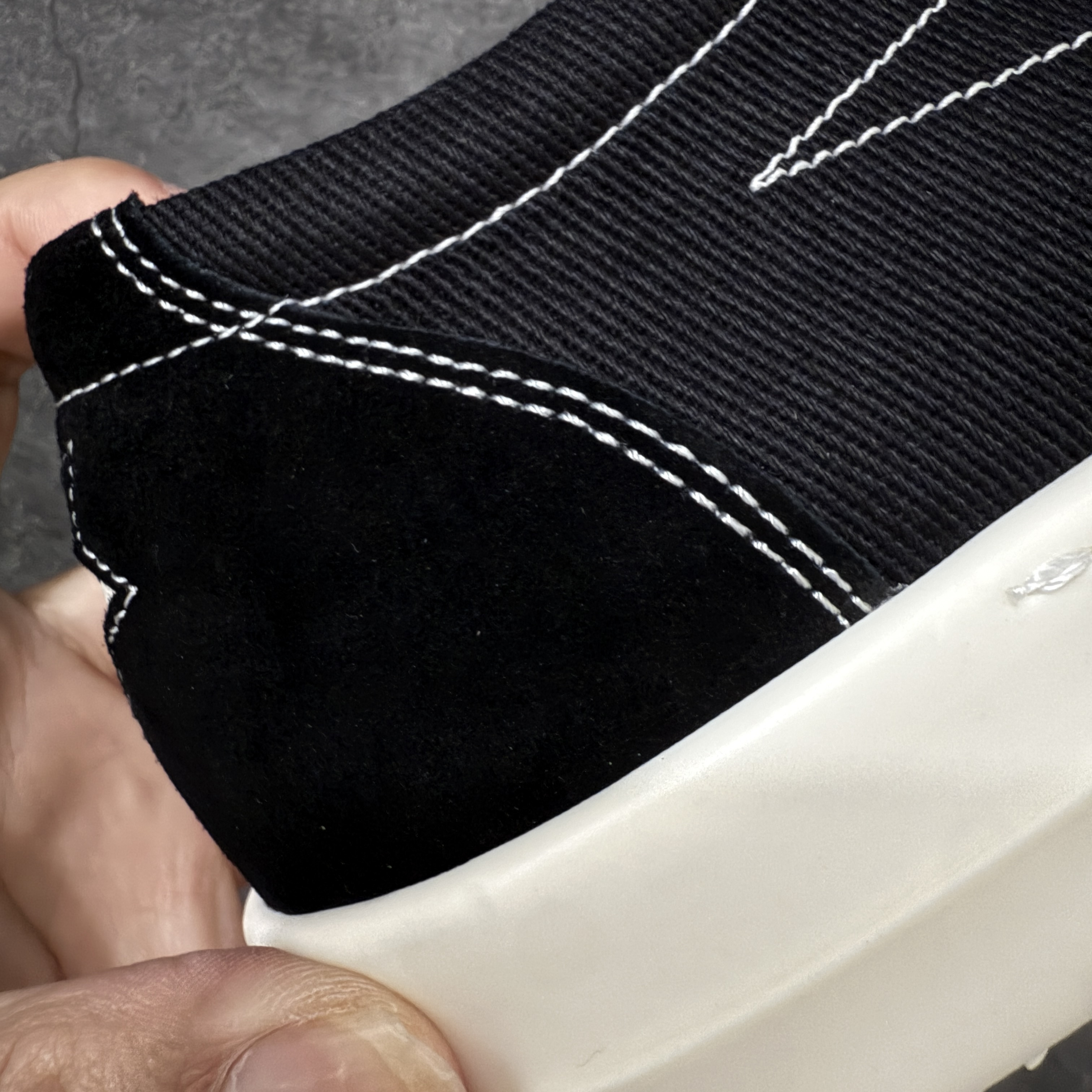 RICK OWENS RO 圆头 高筒  板鞋 休闲鞋 波鞋 男鞋   补黑色 后跟五角 DU01F4821DOLVT3-91