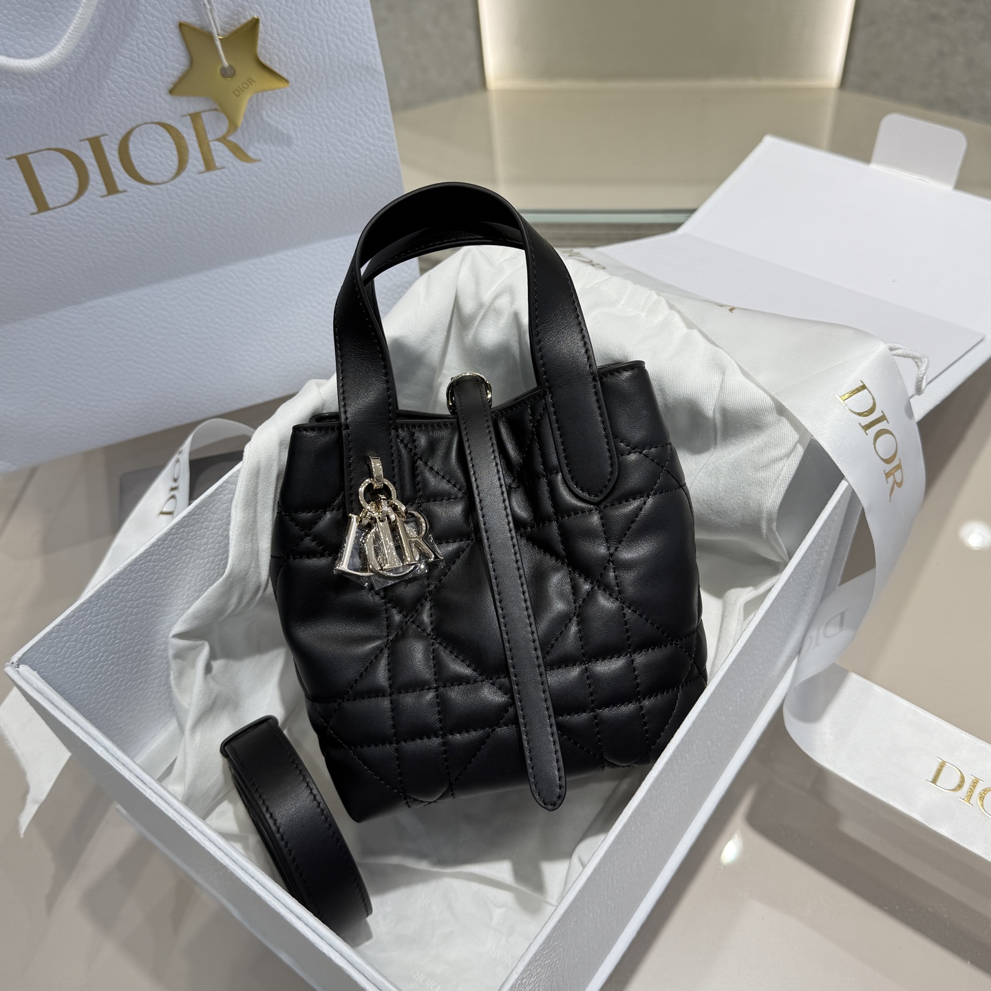 DIOR 迪奥托特mini- Toujours CD Lock Calfskin Tote Bag (Shoulder/Hand-Carry)-F0-S6100OSNW-M900