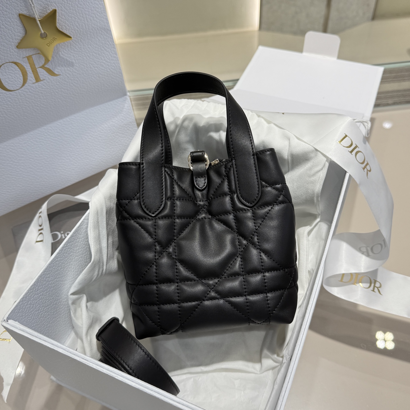 DIOR 迪奥托特mini- Toujours CD Lock Calfskin Tote Bag (Shoulder/Hand-Carry)-F0-S6100OSNW-M900