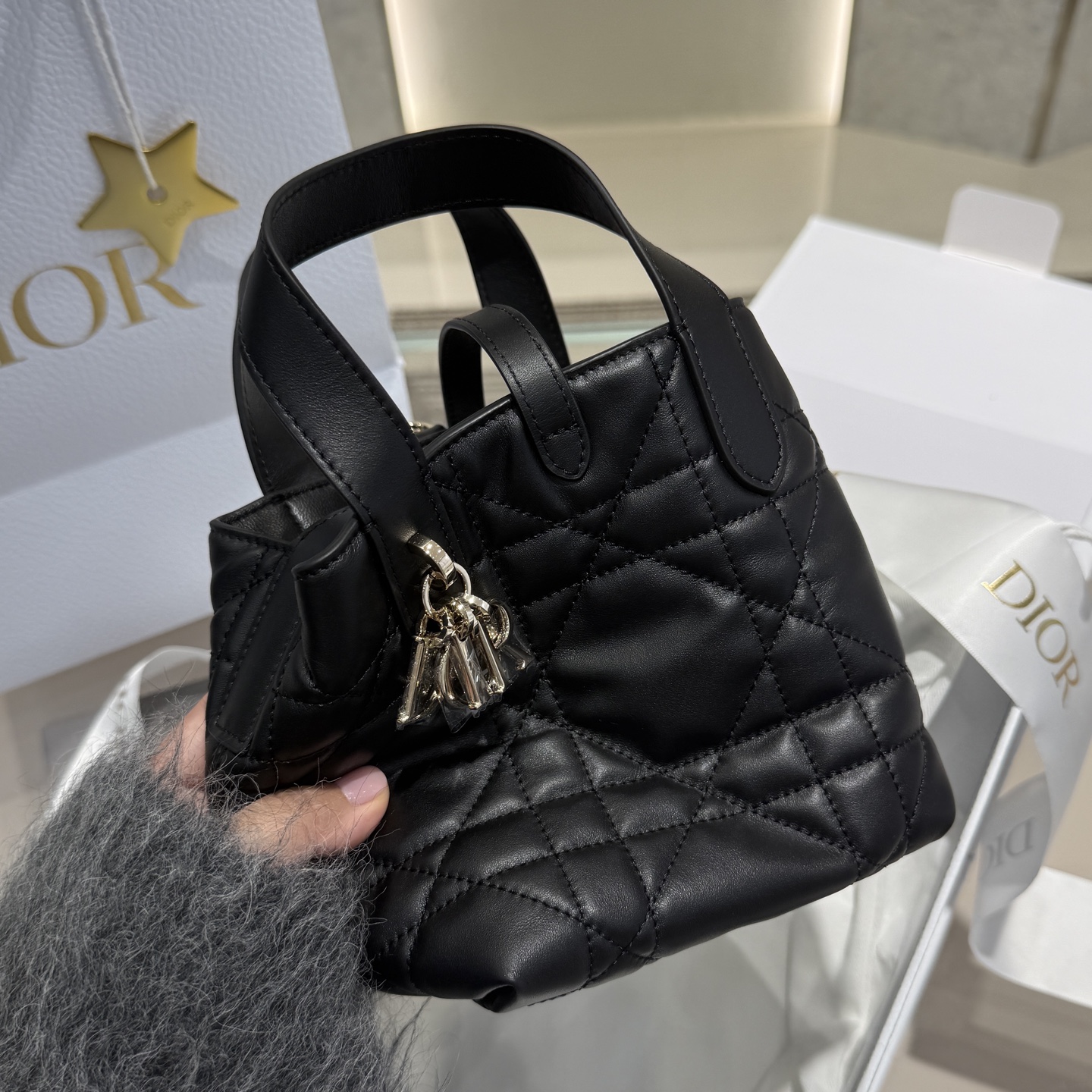 DIOR 迪奥托特mini- Toujours CD Lock Calfskin Tote Bag (Shoulder/Hand-Carry)-F0-S6100OSNW-M900