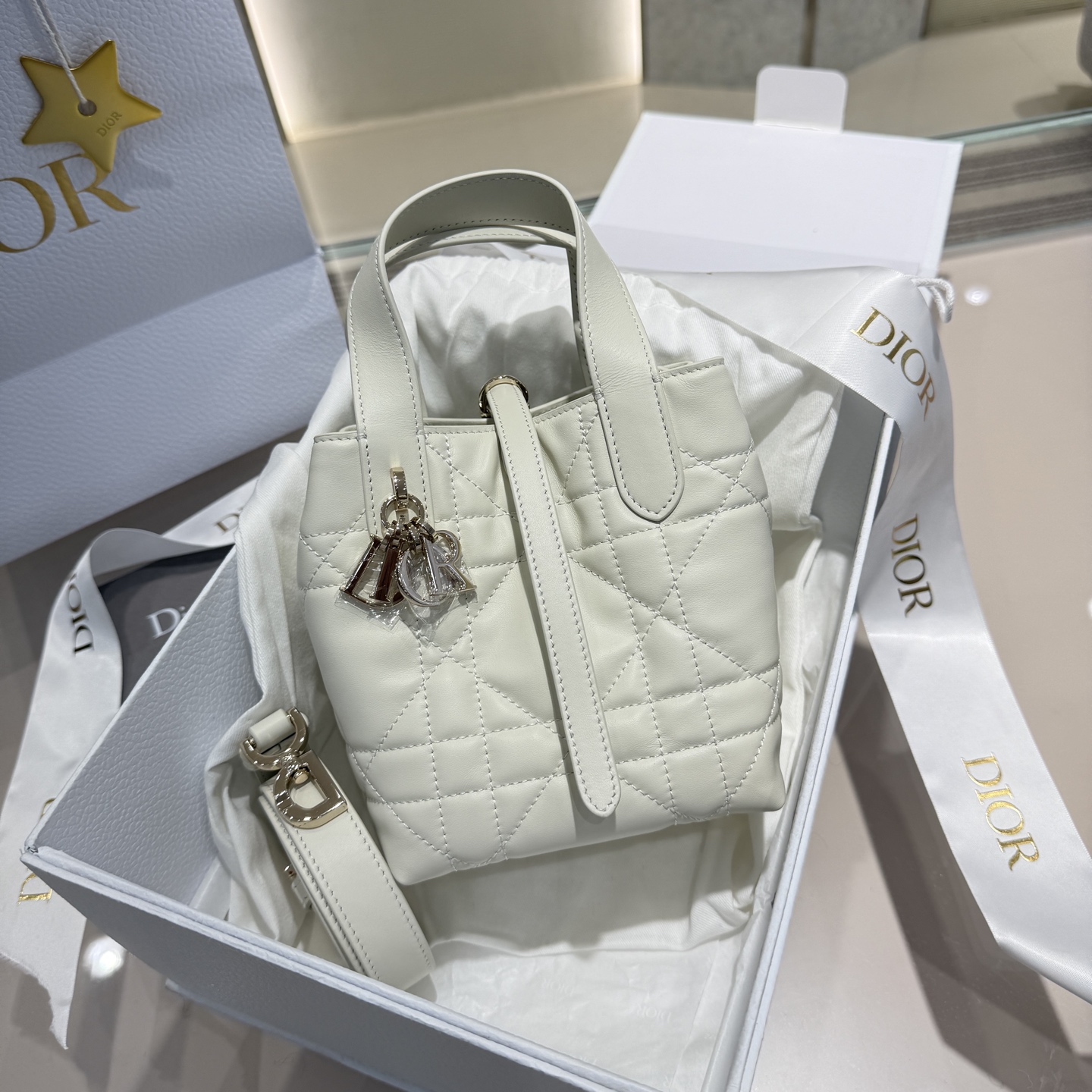 DIOR 迪奥托特mini- Toujours CD Lock Calfskin Tote Bag (Shoulder/Hand-Carry)-F0-S6100OSNW-M030