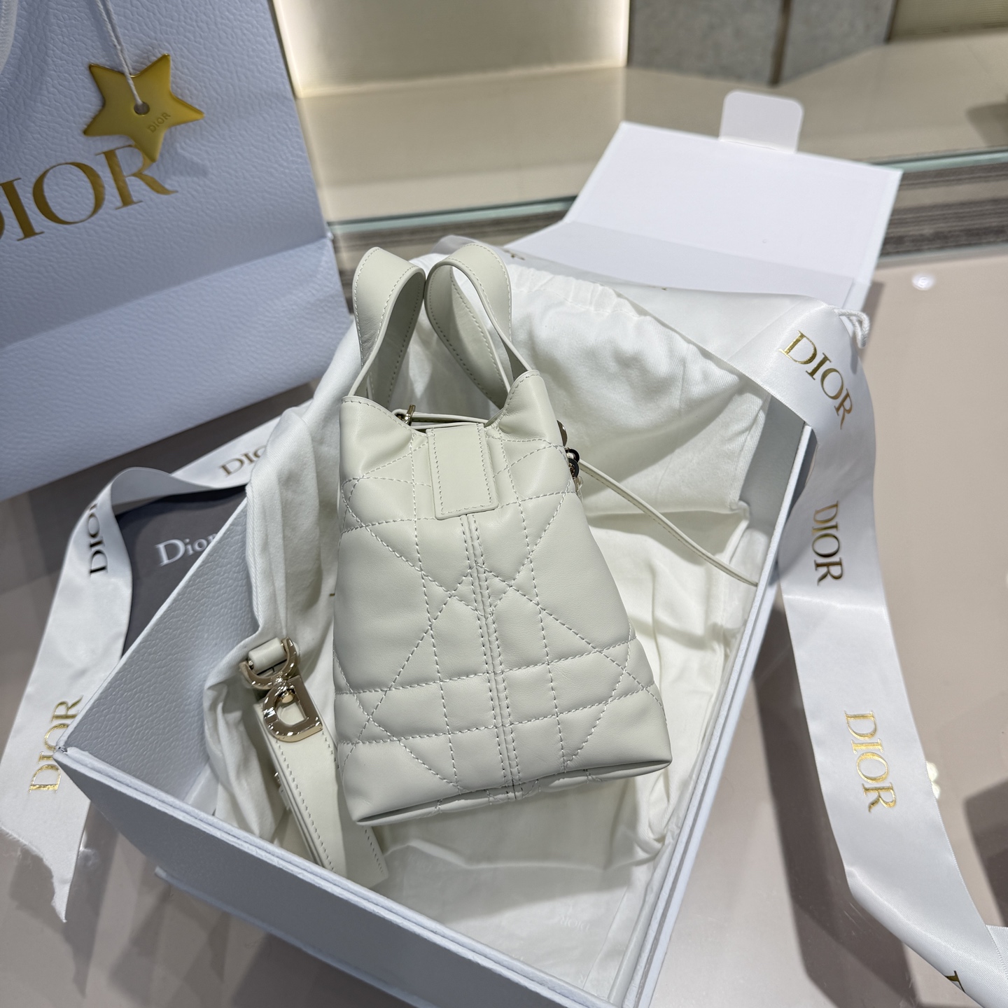 DIOR 迪奥托特mini- Toujours CD Lock Calfskin Tote Bag (Shoulder/Hand-Carry)-F0-S6100OSNW-M030