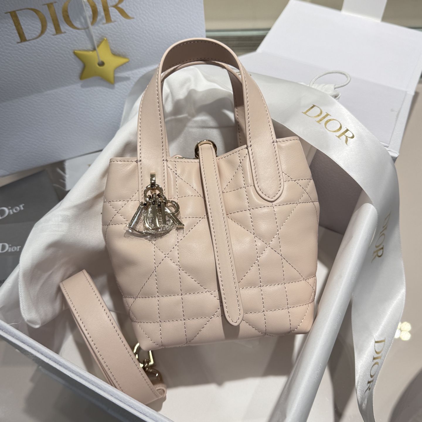 DIOR 迪奥托特mini- Toujours CD Lock Calfskin Tote Bag (Shoulder/Hand-Carry)-F0-S6100OSNW-M71U