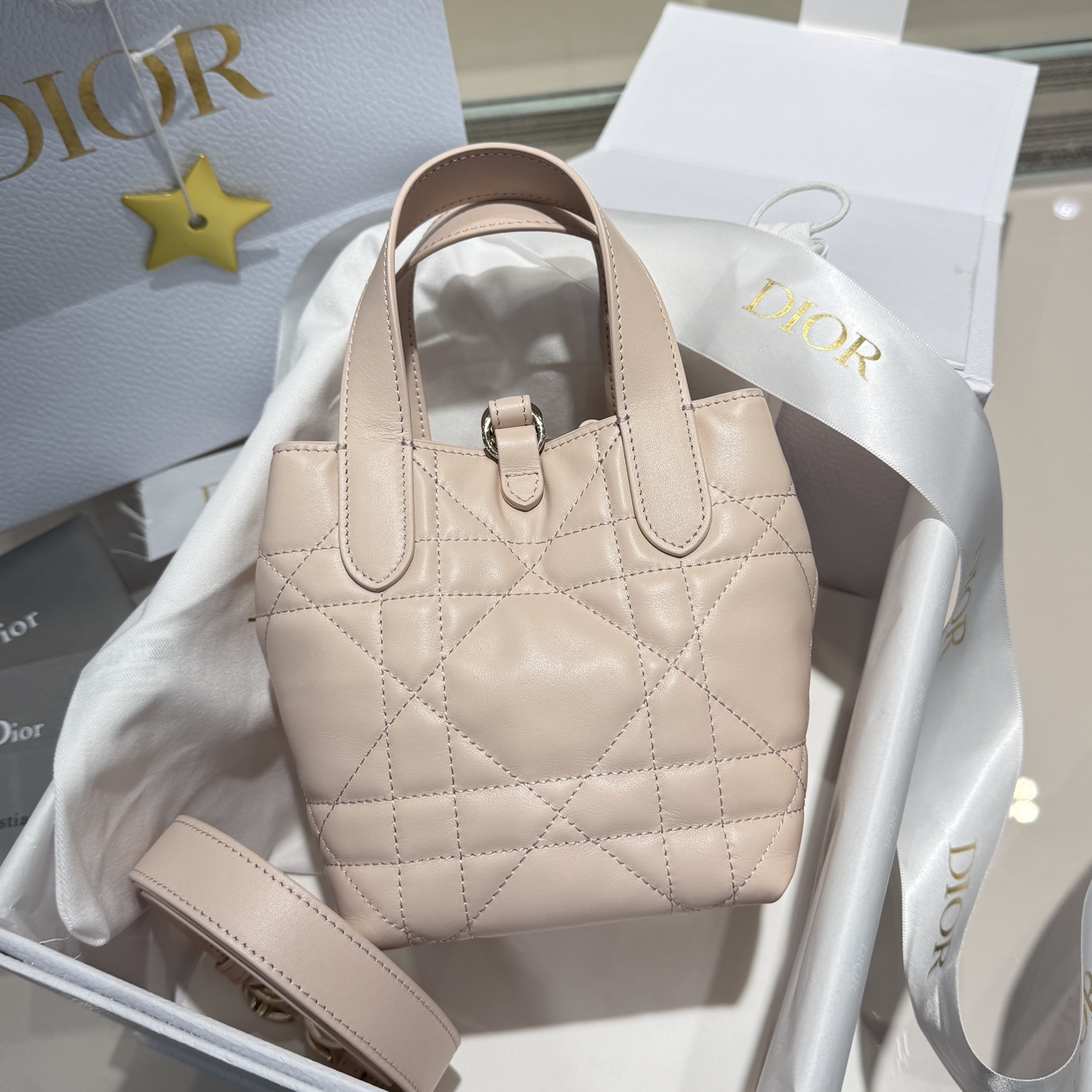 DIOR 迪奥托特mini- Toujours CD Lock Calfskin Tote Bag (Shoulder/Hand-Carry)-F0-S6100OSNW-M71U