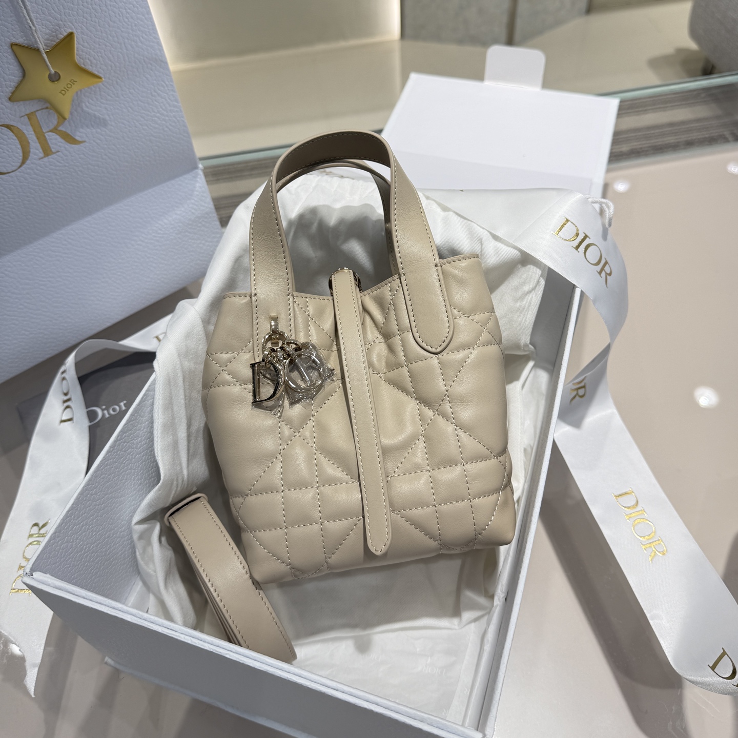 DIOR 迪奥托特mini- Toujours CD Lock Calfskin Tote Bag (Shoulder/Hand-Carry)-F0-S6100OSNW-M51U