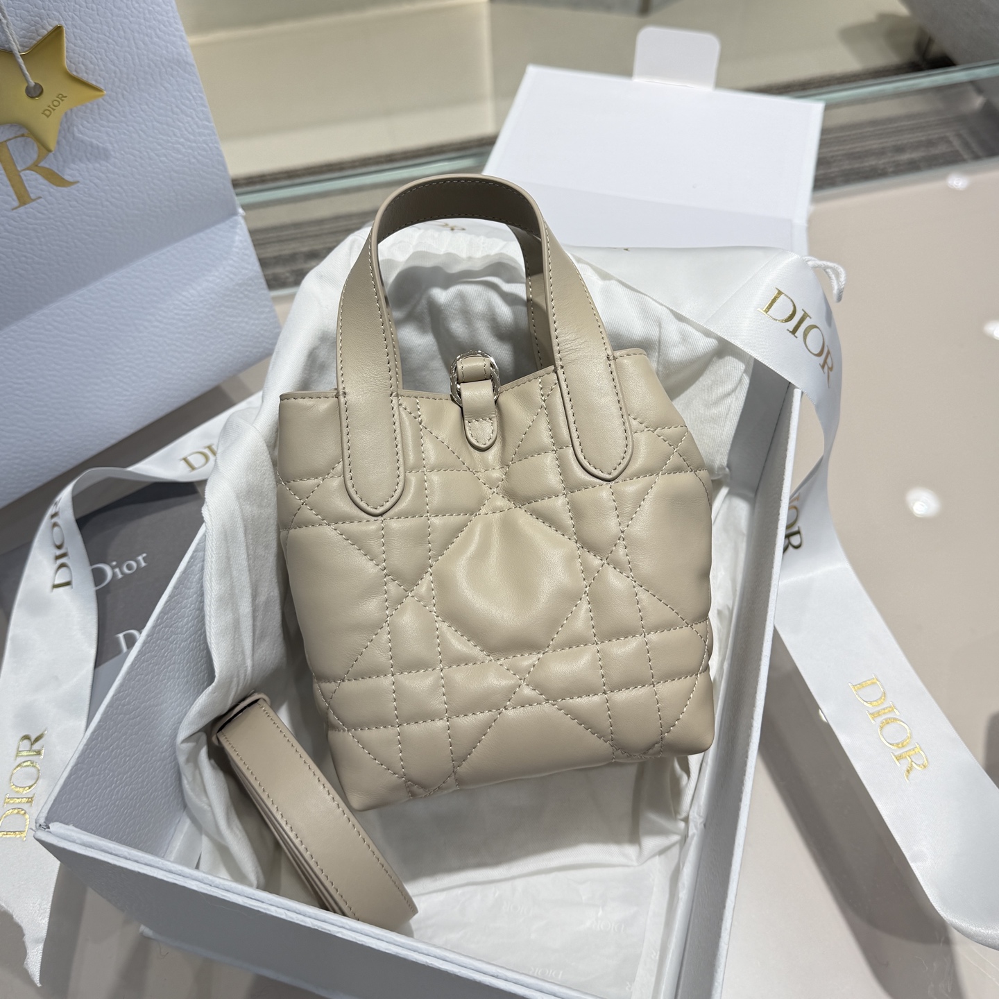 DIOR 迪奥托特mini- Toujours CD Lock Calfskin Tote Bag (Shoulder/Hand-Carry)-F0-S6100OSNW-M51U
