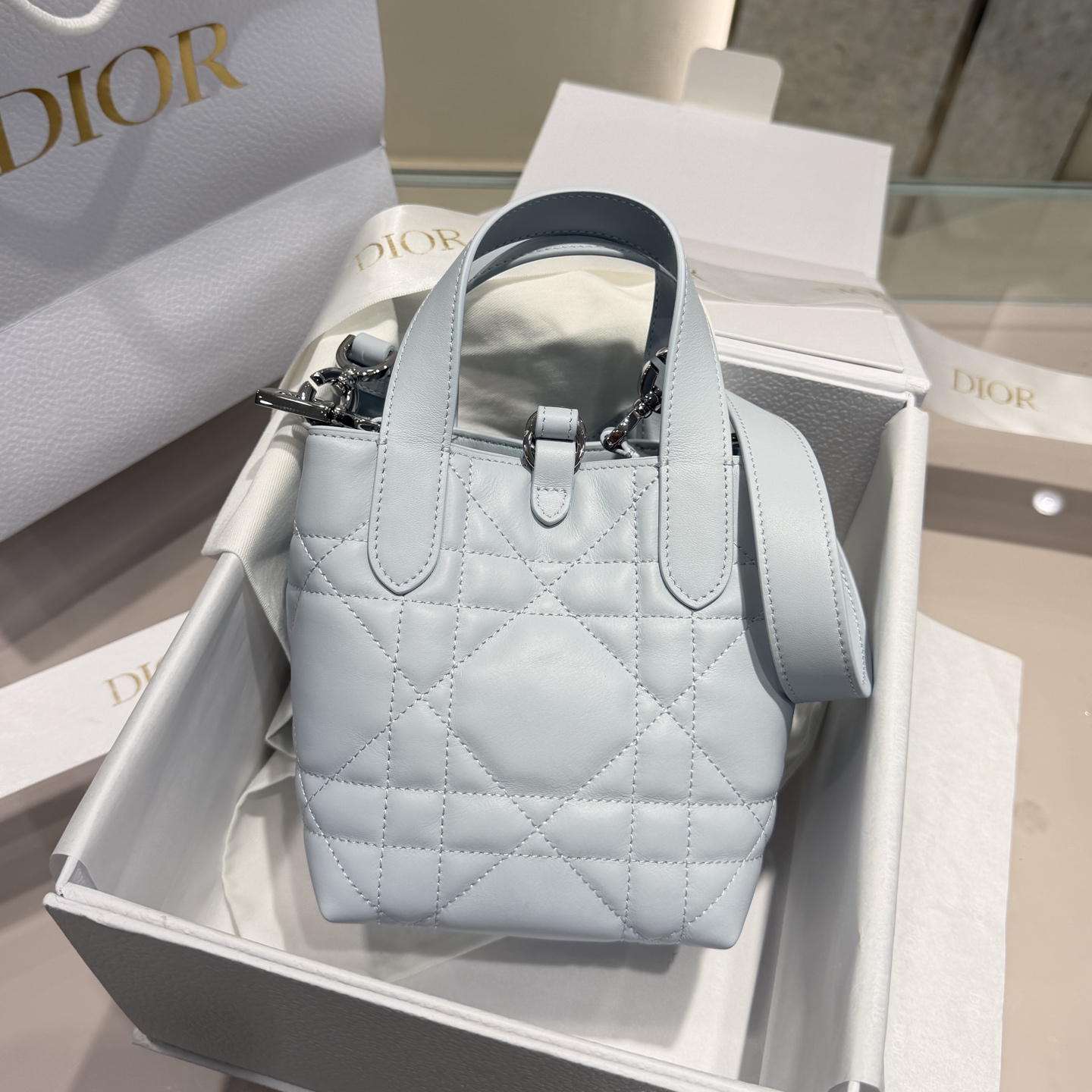 DIOR 迪特mini- Toujours CD Lock Calfskin Tote Bag (Shoulder/Hand-Carry)-F0-S6100OSNW-M51U