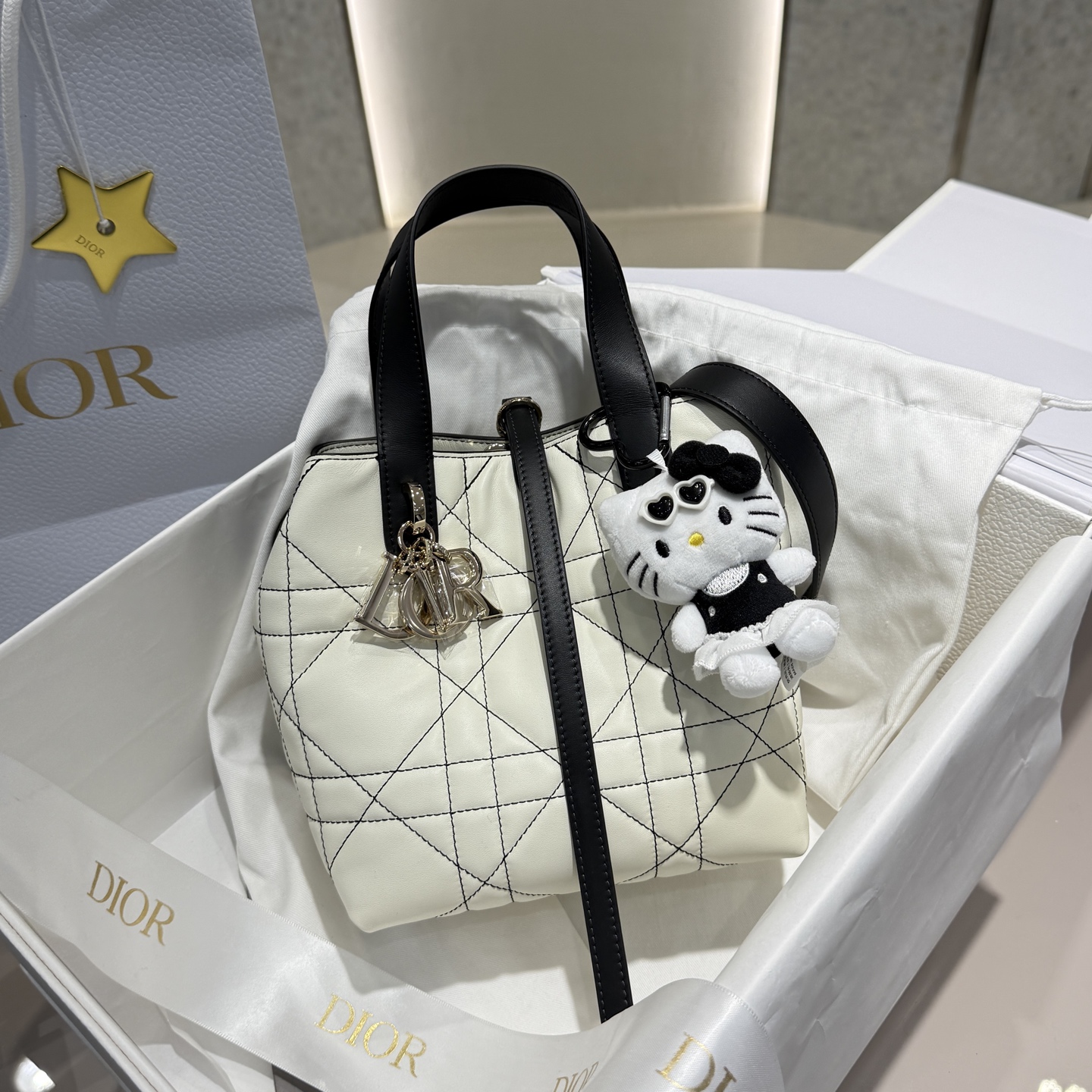 DIOR 迪奥菜篮子 small- Toujours CD Lock Calfskin Tote Bag (Shoulder/Hand-Carry)-F0- M2835PSOB-M06E