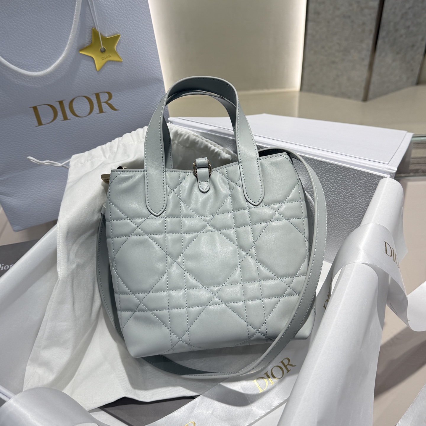 DIOR 迪奥菜篮子 small- Toujours CD Lock Calfskin Tote Bag (Shoulder/Hand-Carry)-F0- M2835PSNW-M39Z