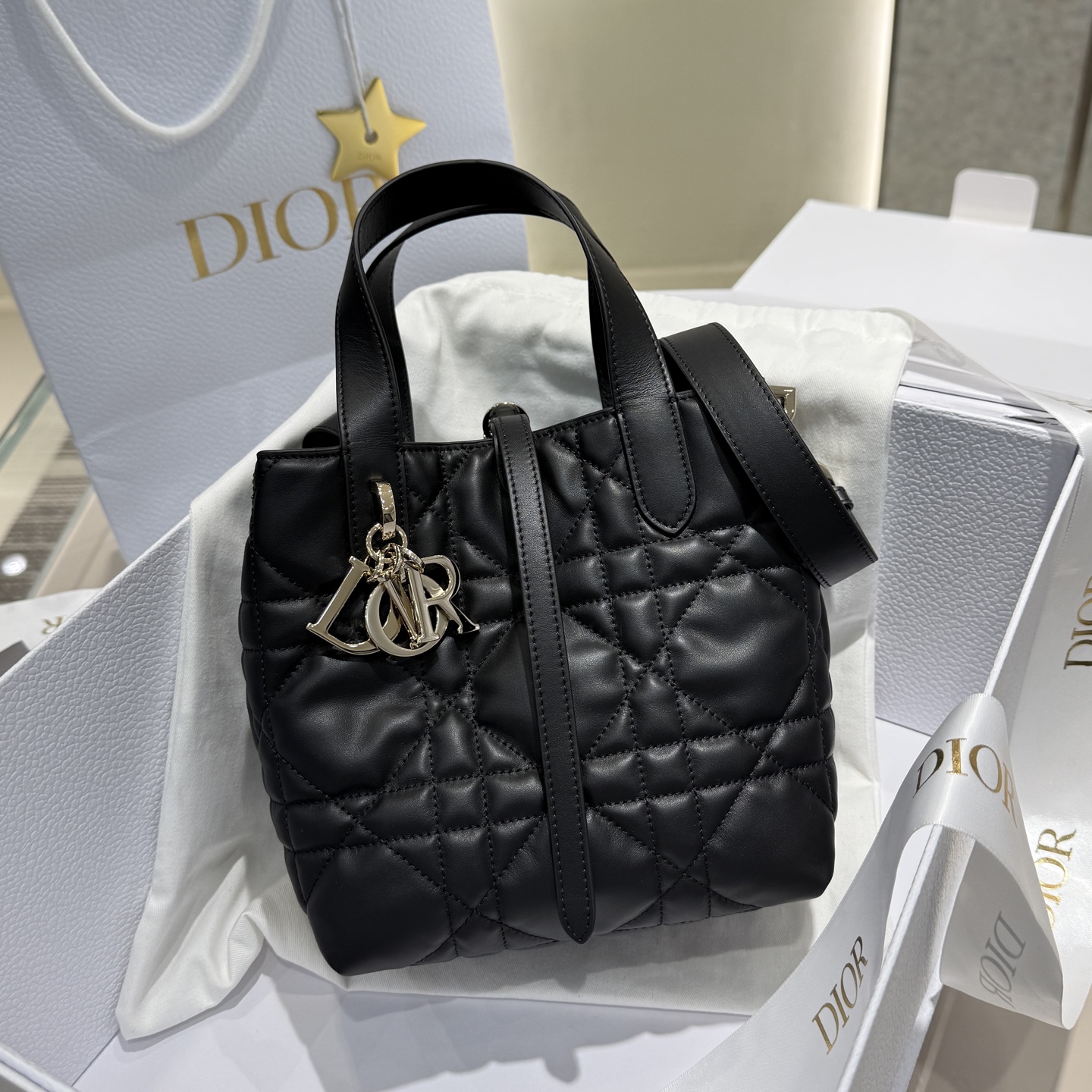 DIOR 迪奥菜篮子 small- Toujours CD Lock Calfskin Tote Bag (Shoulder/Hand-Carry)-F0- M2835OSNW-M900