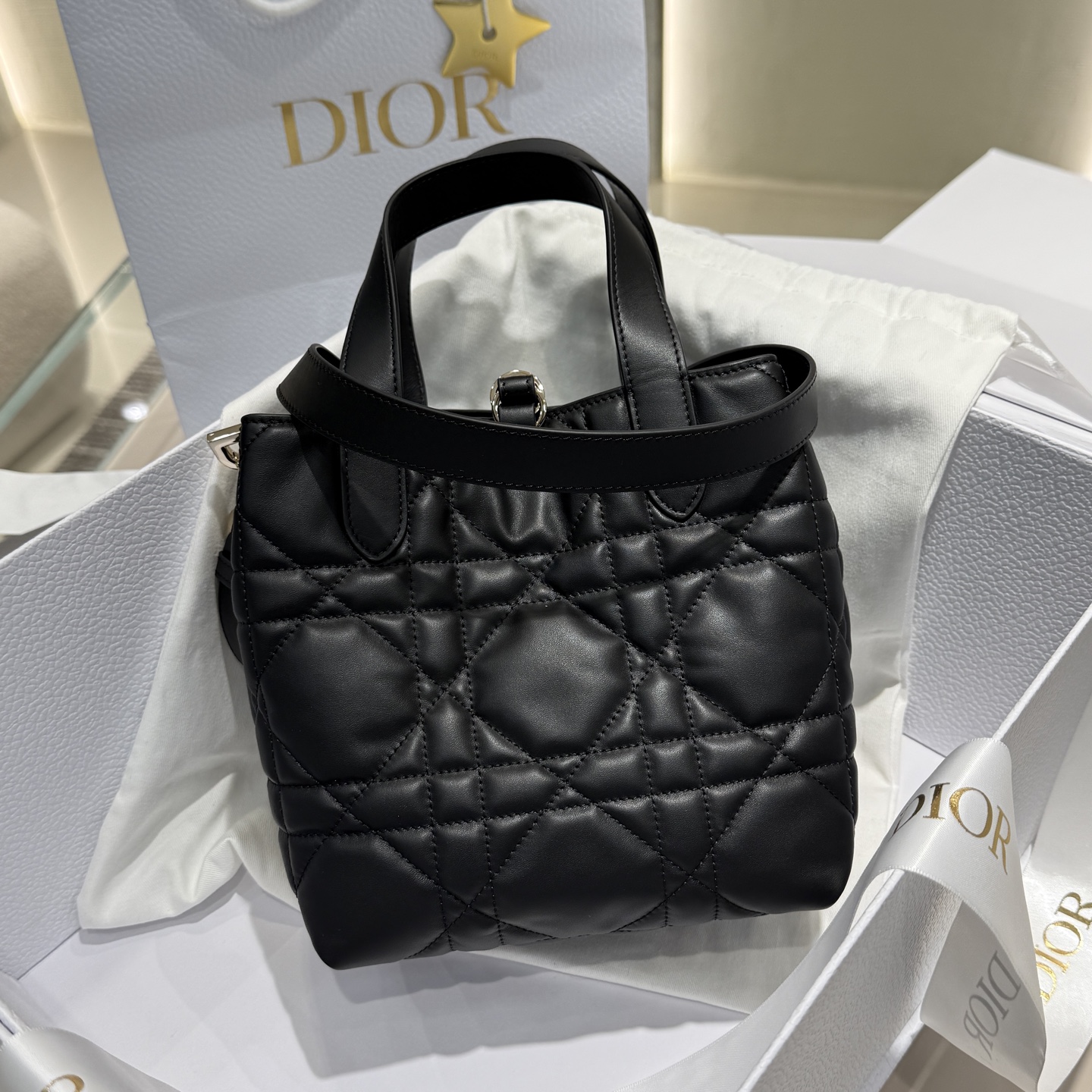 DIOR 迪奥菜篮子 small- Toujours CD Lock Calfskin Tote Bag (Shoulder/Hand-Carry)-F0- M2835OSNW-M900