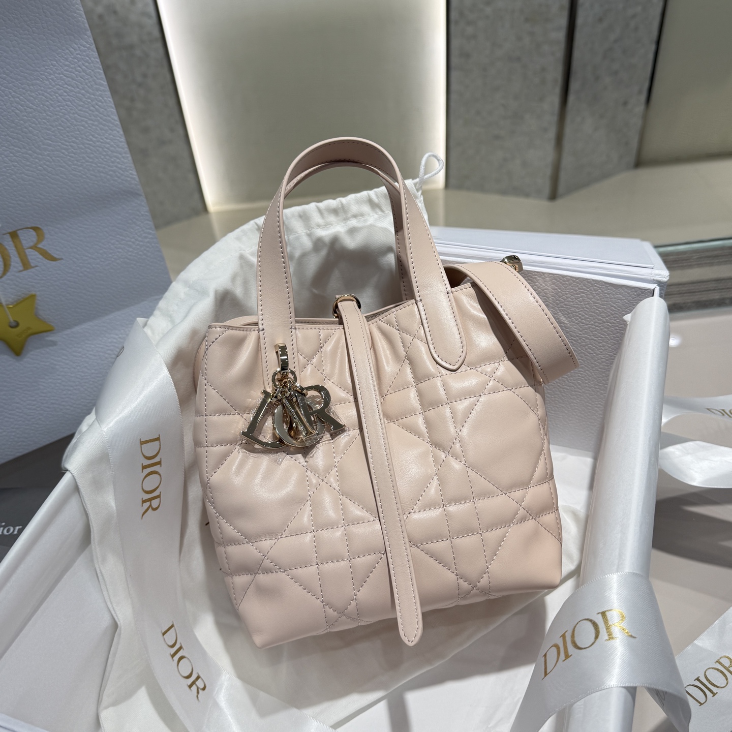 DIOR 迪奥菜篮子 small- Toujours CD Lock Calfskin Tote Bag (Shoulder/Hand-Carry)-F0- M2835OSNW-M413