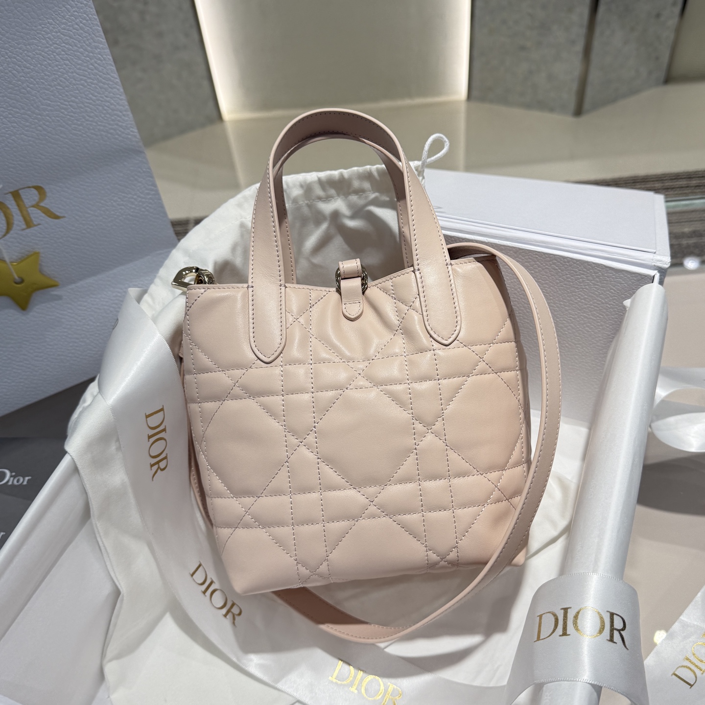 DIOR 迪奥菜篮子 small- Toujours CD Lock Calfskin Tote Bag (Shoulder/Hand-Carry)-F0- M2835OSNW-M413