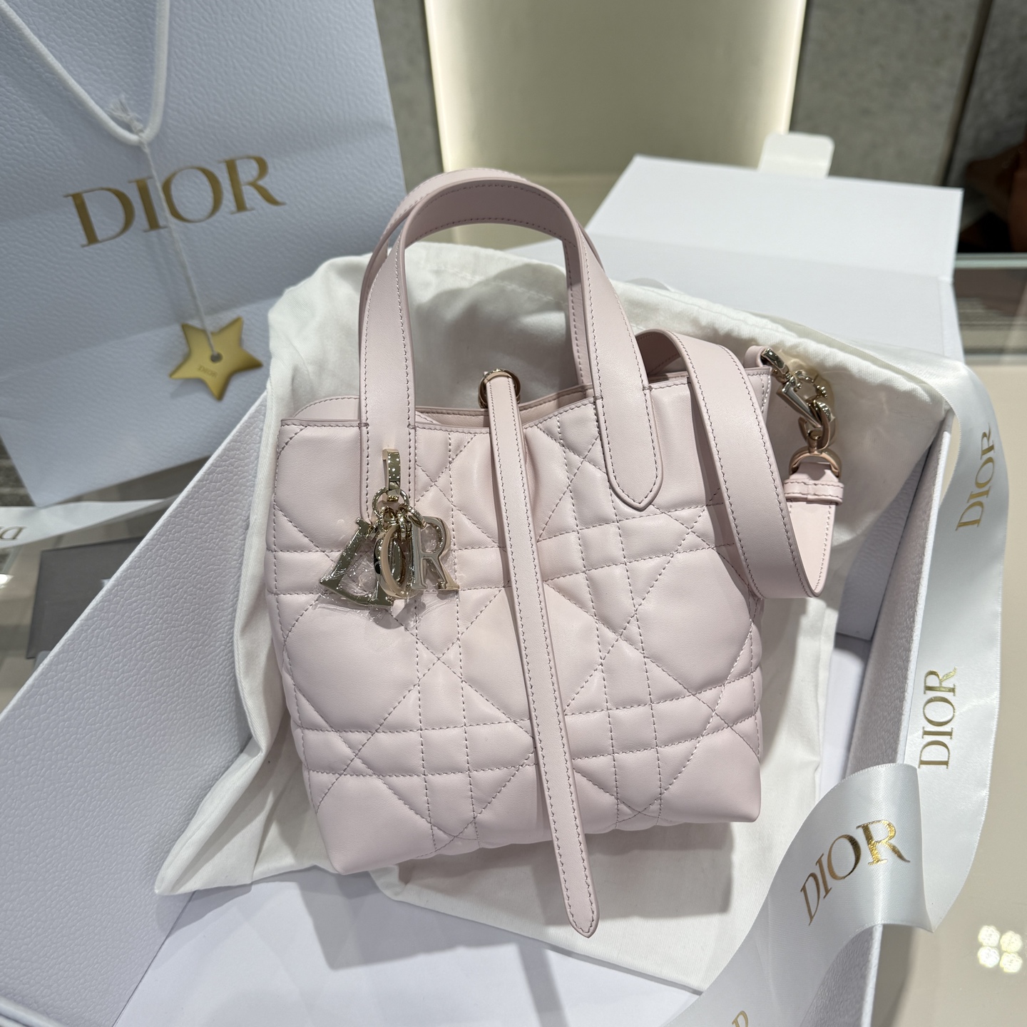 DIOR 迪奥菜篮子 small- Toujours CD Lock Calfskin Tote Bag (Shoulder/Hand-Carry)-F0- M2835OSNW-M02N