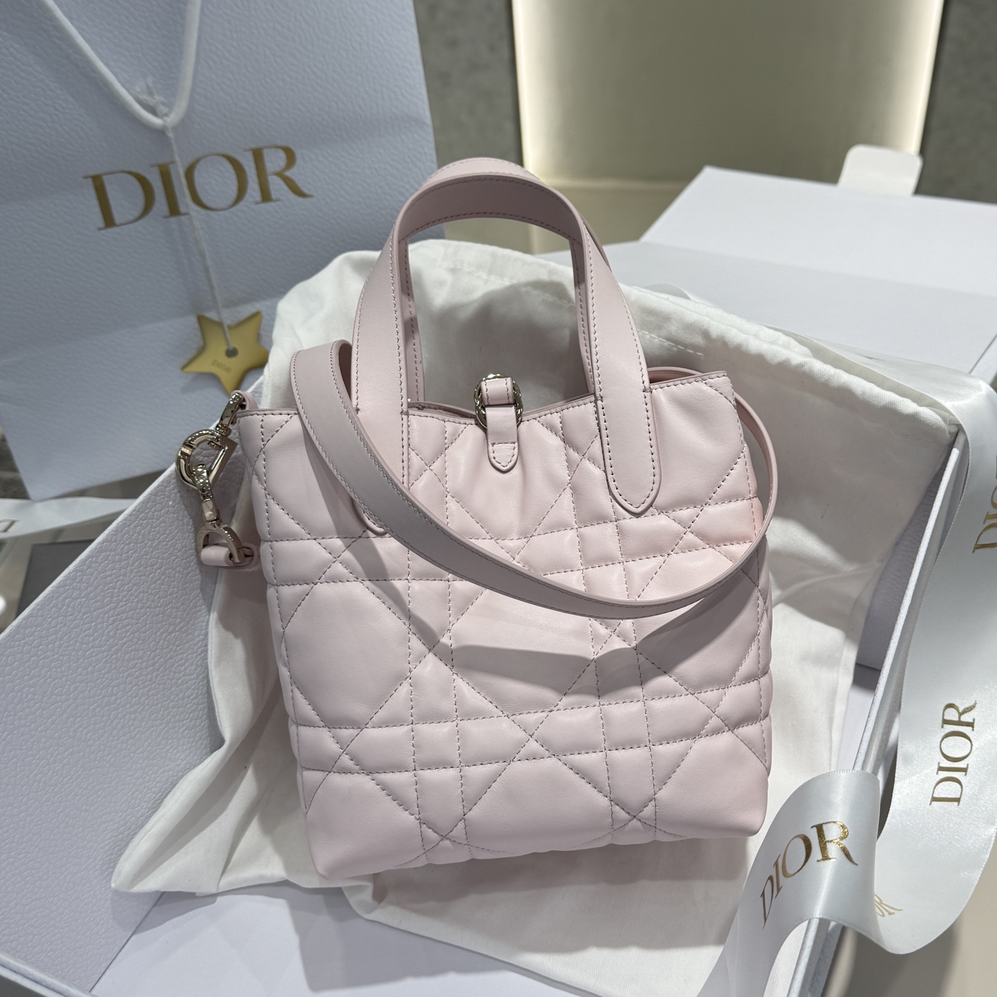DIOR 迪奥菜篮子 small- Toujours CD Lock Calfskin Tote Bag (Shoulder/Hand-Carry)-F0- M2835OSNW-M02N