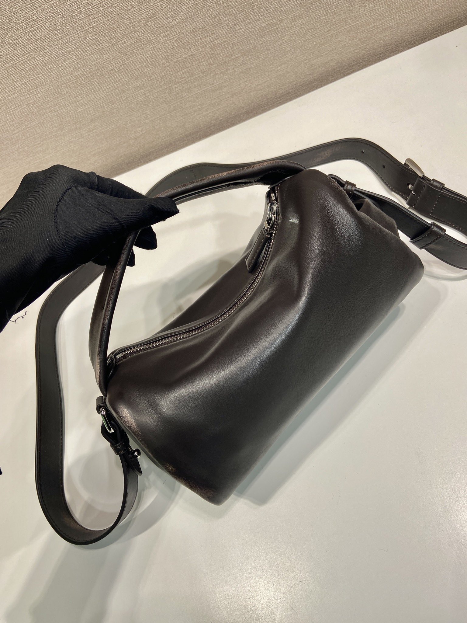 普拉达 PRADA Borsa 手提 斜跨 单肩包 做旧棕色  H0 2VH188_2C75_F0003