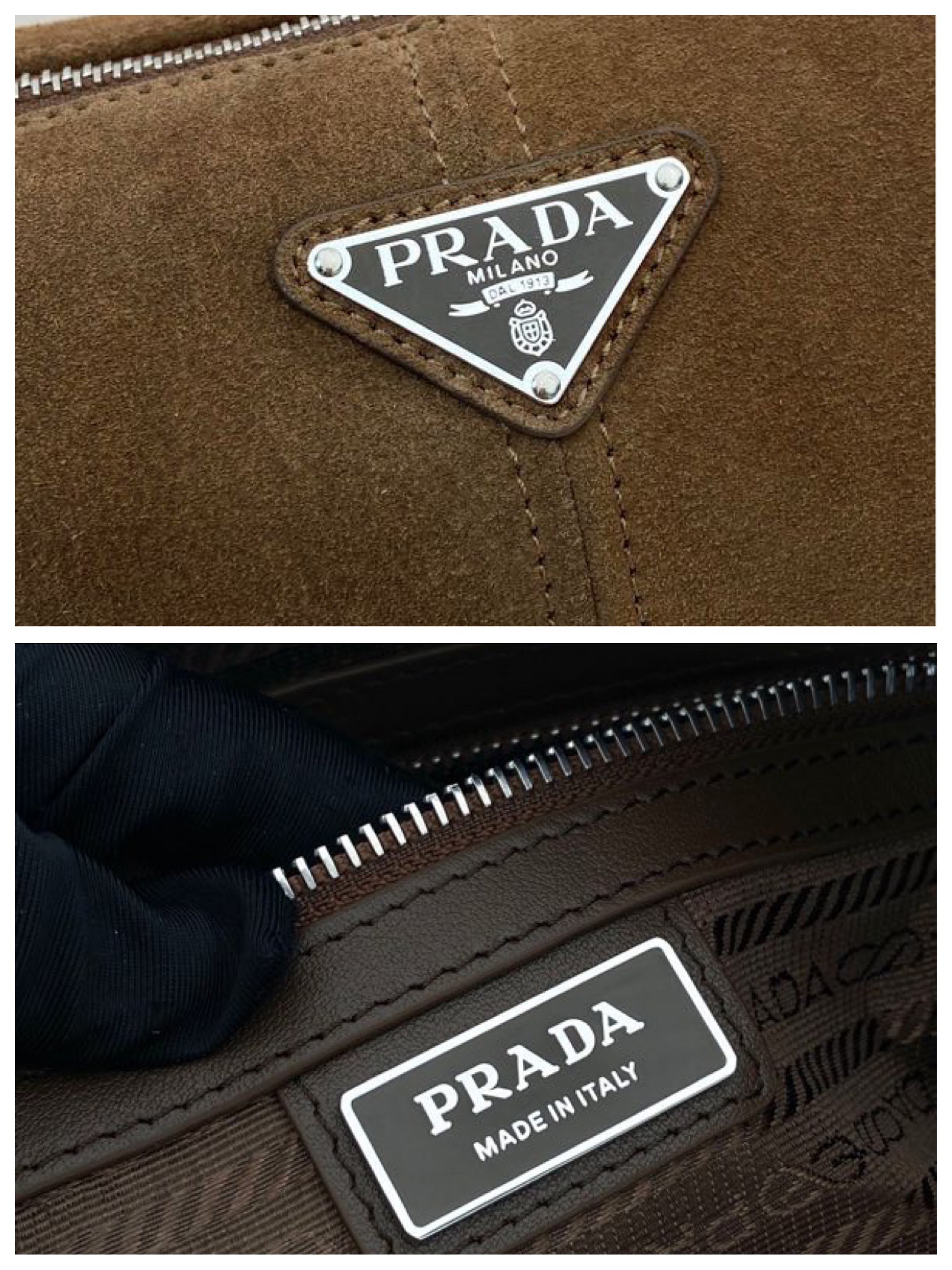 普拉达 PRADA 手提 斜跨 单肩包 麂皮棕色  H0 2VD073 