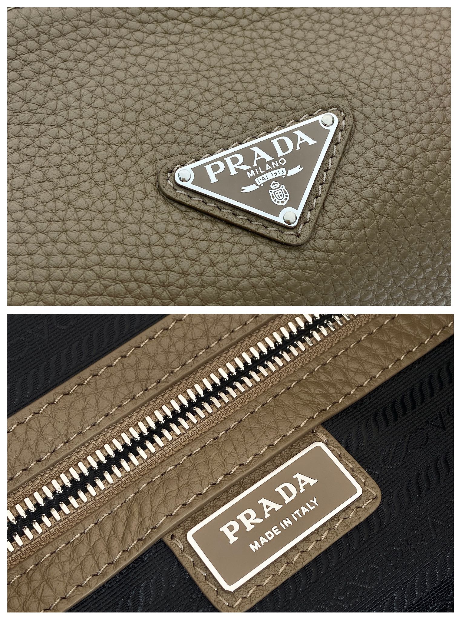 普拉达 PRADA  邮差 斜跨 单肩包 真皮 棕色 H0-2VH182 