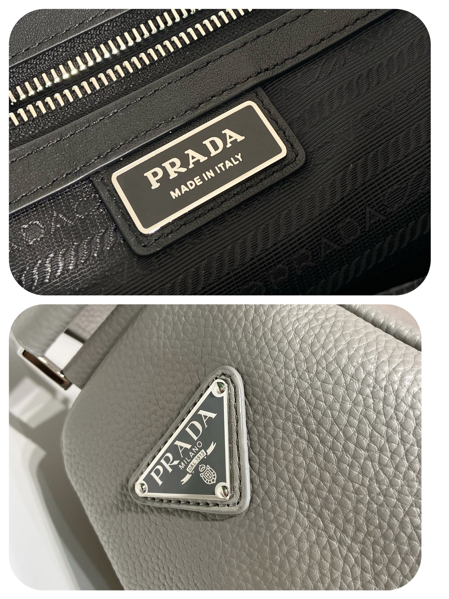 普拉达 PRADA Triangle 斜跨 单肩包 三角 灰色 皮革 H0-2VY007_2BBE_F0K44_V_DLO