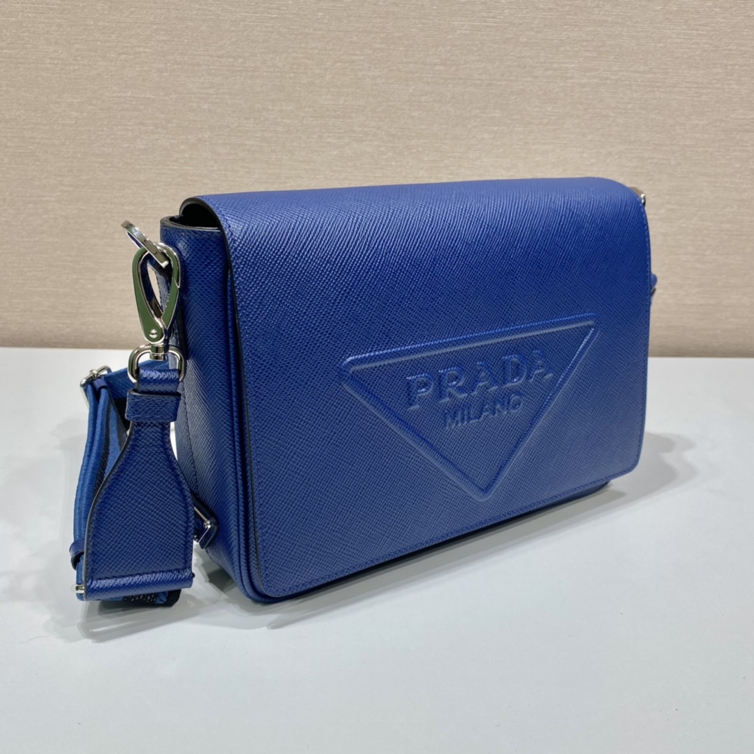 普拉达 PRADA Saffiano 邮差 斜跨 单肩包 蓝色皮革 H0-2VD046_2FAD_F0016_V_OOO