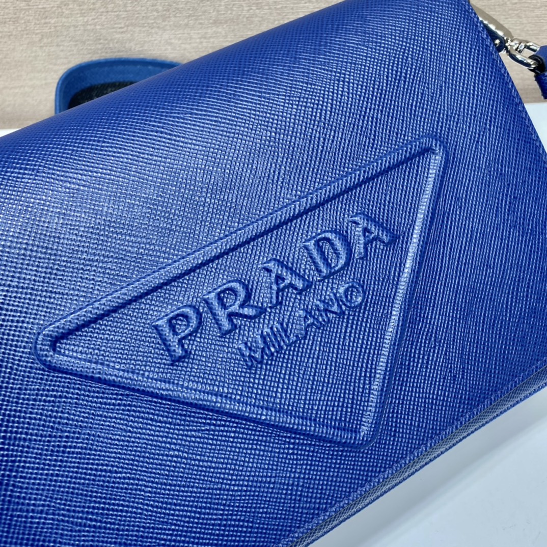 普拉达 PRADA Saffiano 邮差 斜跨 单肩包 蓝色皮革 H0-2VD046_2FAD_F0016_V_OOO