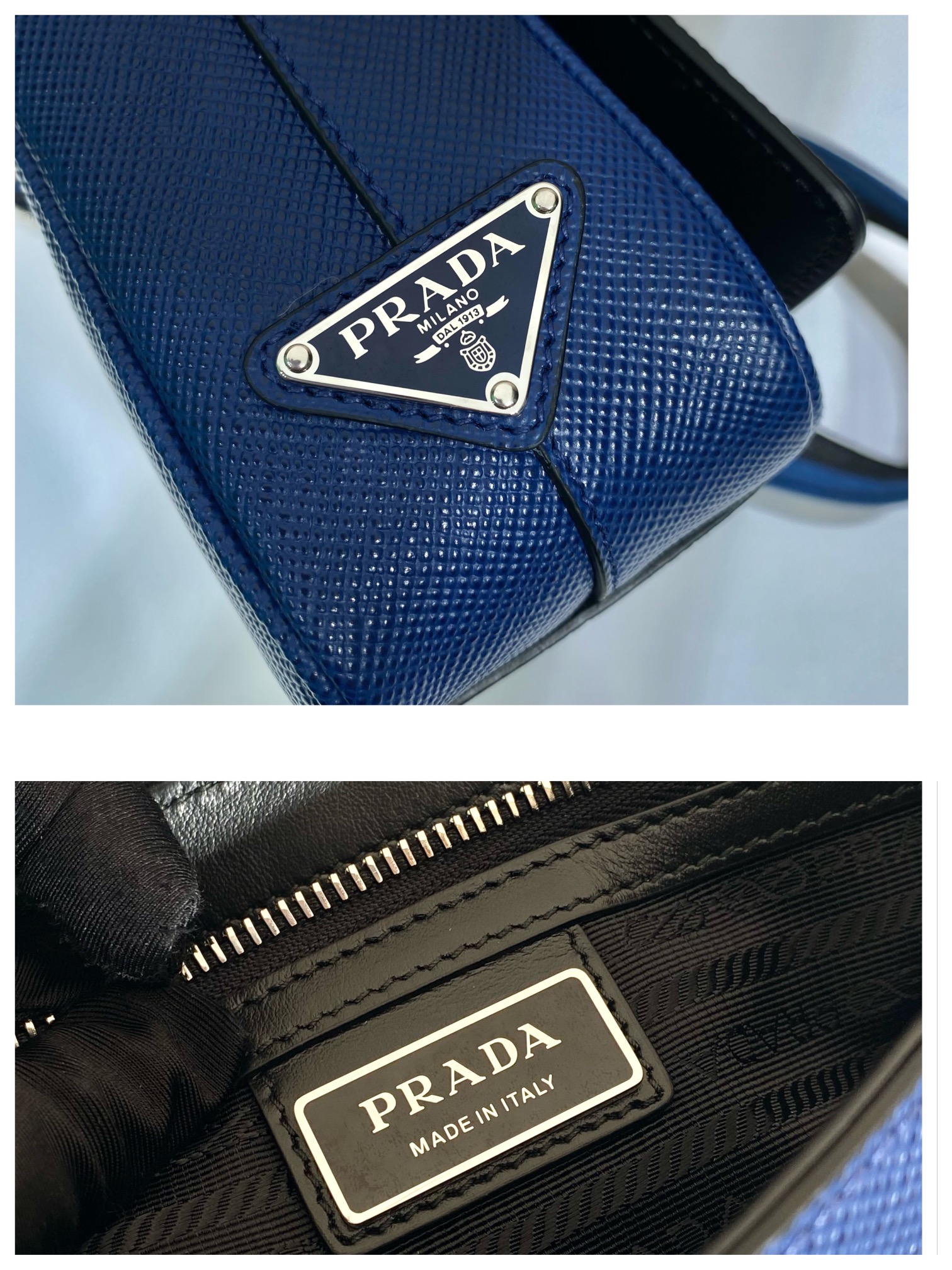 普拉达 PRADA Saffiano 邮差 斜跨 单肩包 蓝色皮革 H0-2VD046_2FAD_F0016_V_OOO