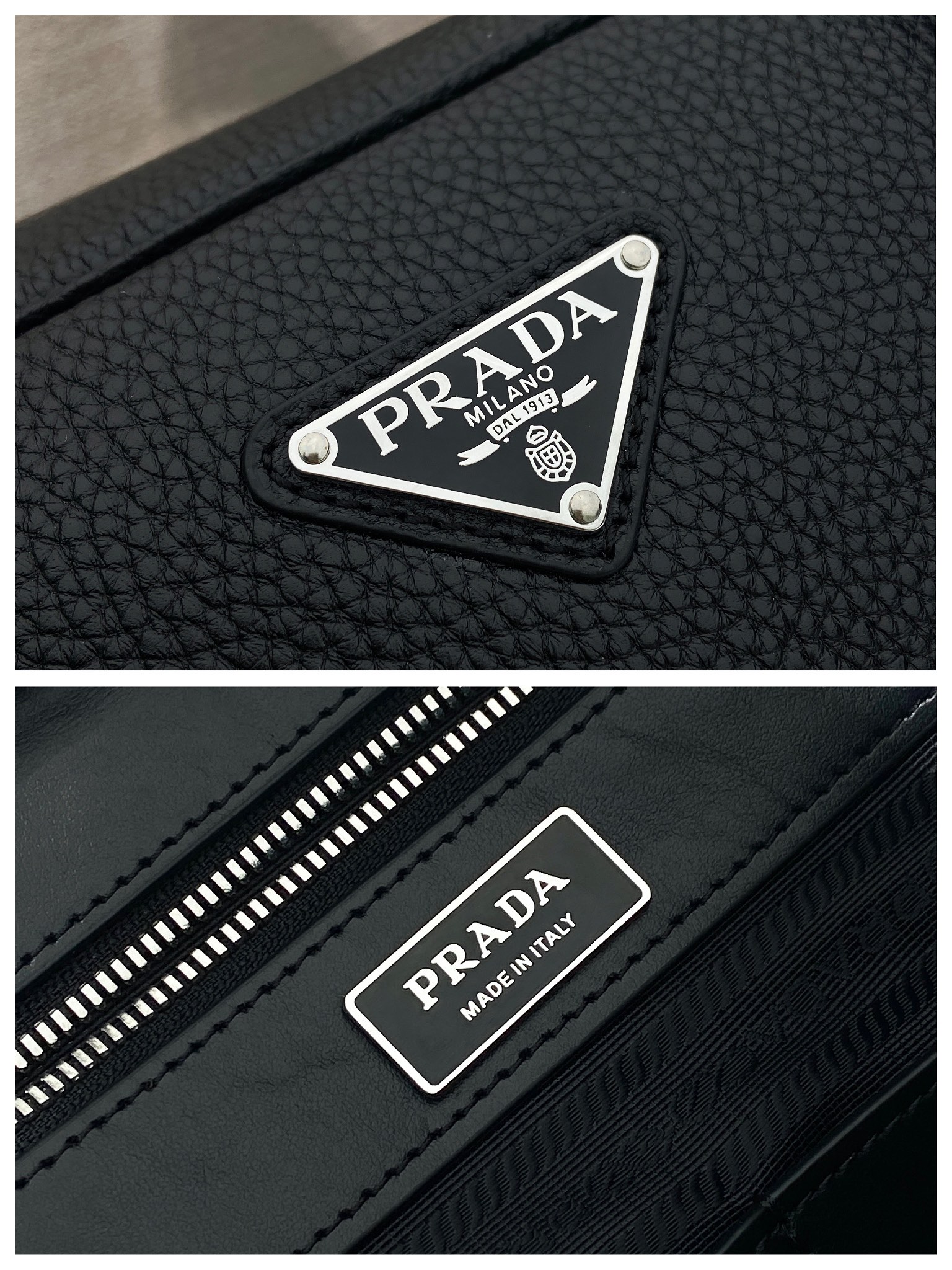 普拉达 PRADA Saffiano 公文手提 斜跨 单肩包  黑色荔枝  H0-2VE027_2BBE_F0002
