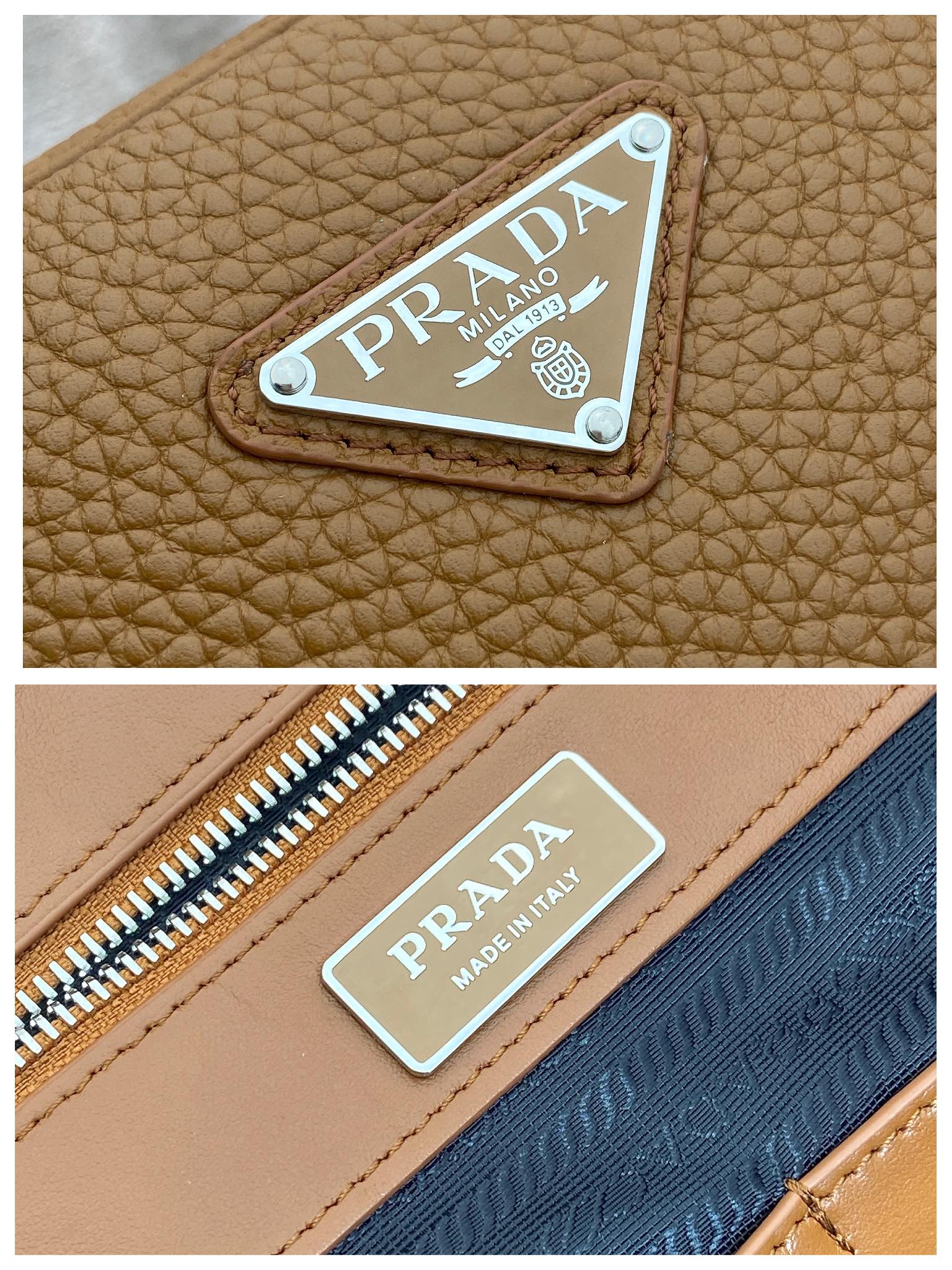 普拉达 PRADA Saffiano 公文手提 斜跨 单肩包  棕色荔枝  H0-2VE027 