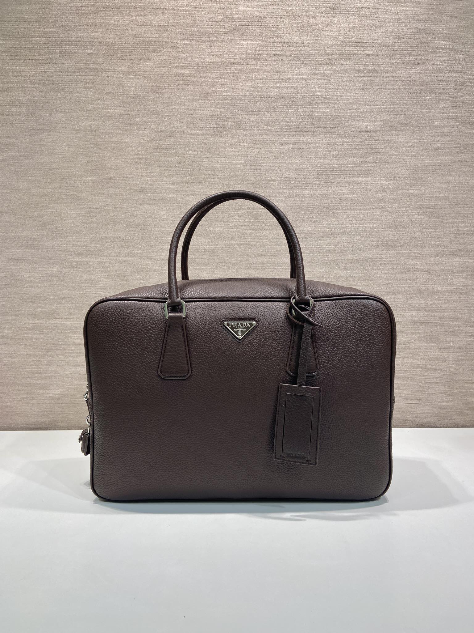 普拉达 PRADA Saffiano 公文手提 斜跨 单肩包  褐色荔枝  H0-2VE027_2BBE_F0038_V_OOO