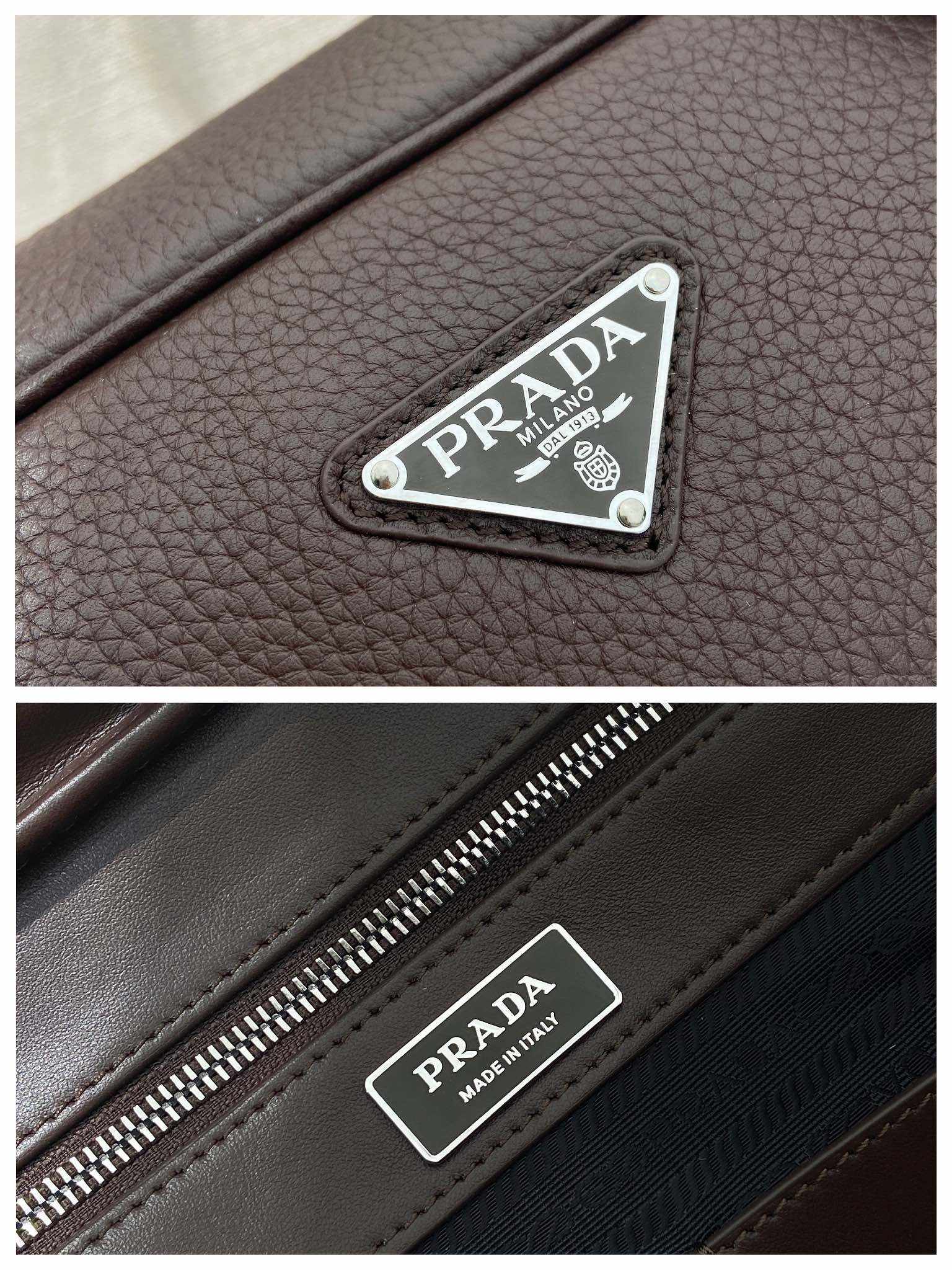 普拉达 PRADA Saffiano 公文手提 斜跨 单肩包  褐色荔枝  H0-2VE027_2BBE_F0038_V_OOO