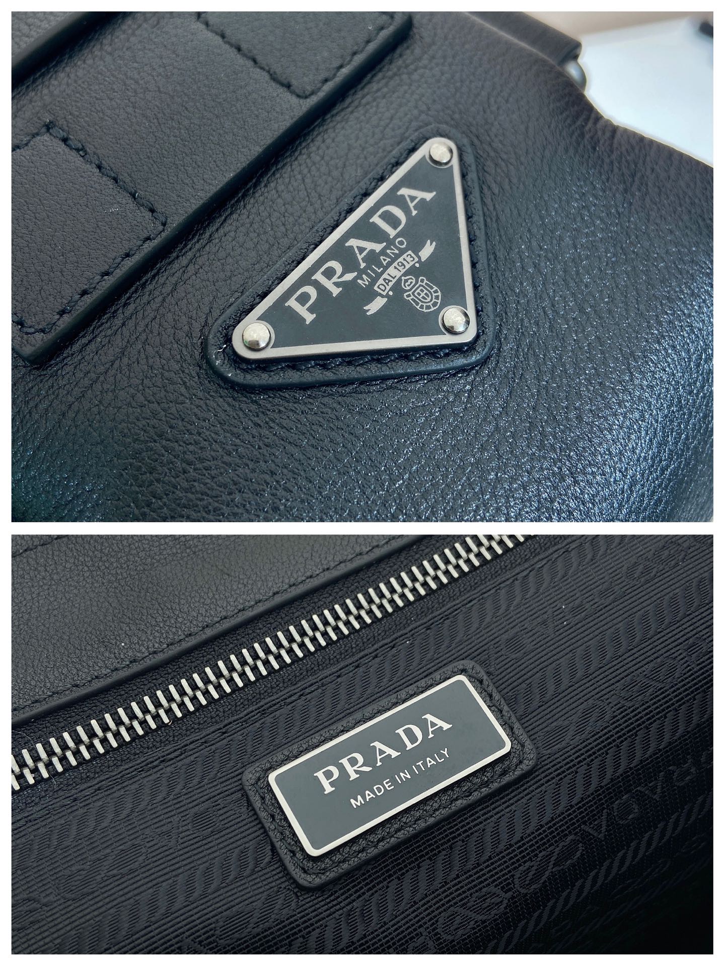 34CM 普拉达 PRADA  邮差手提  斜跨 单肩包  黑色皮  J0-_2VD085_2HE8_F0002_V_TOP