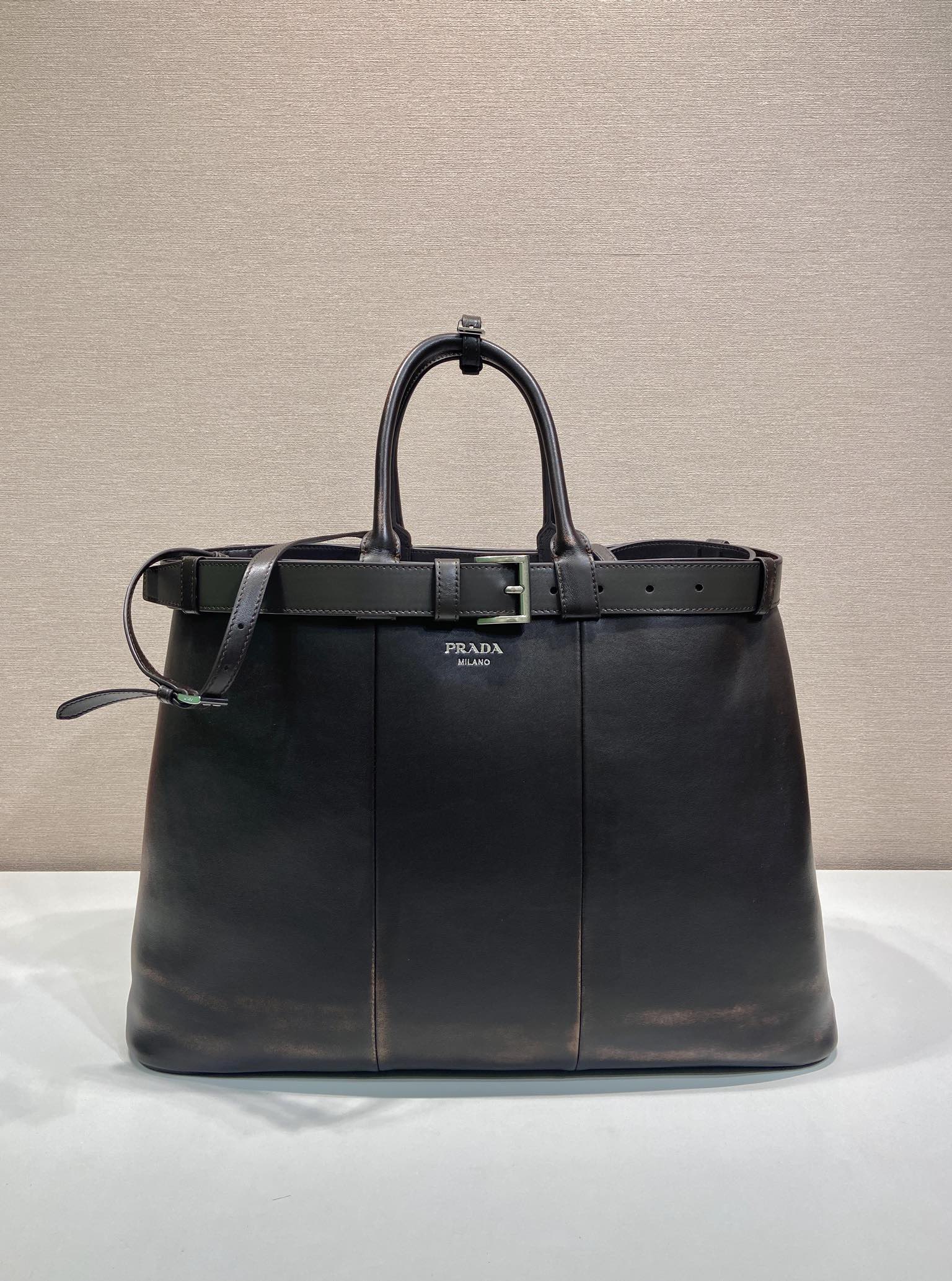 48CM 普拉达 PRADA Buckle 手提 斜跨 单肩包 棕色做旧 J0-_2VG126 