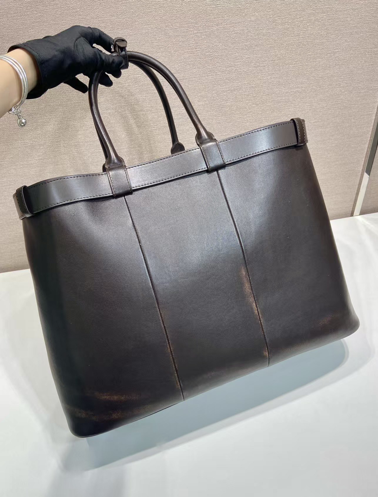 48CM 普拉达 PRADA Buckle 手提 斜跨 单肩包 棕色做旧 J0-_2VG126 