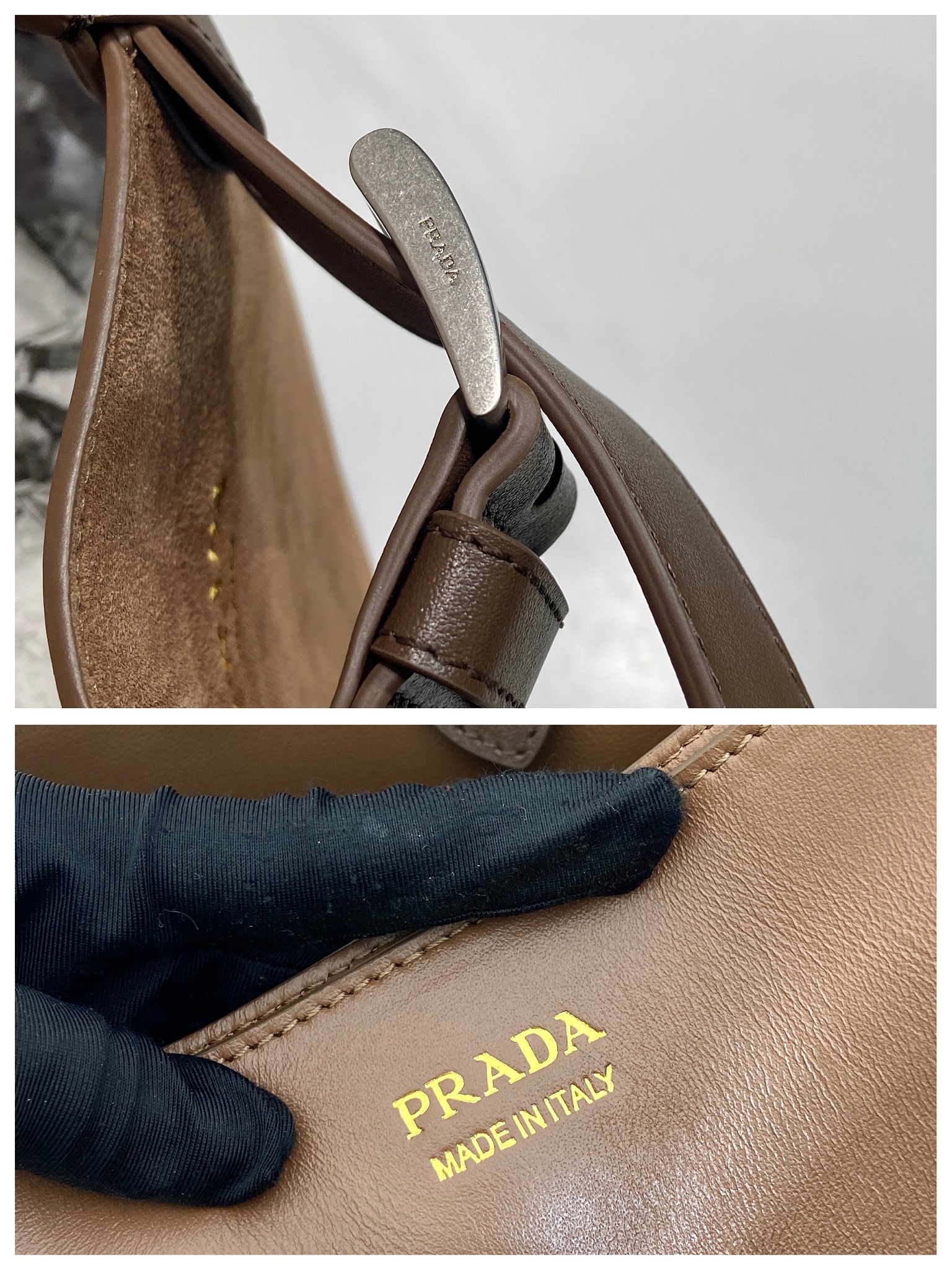 48CM 普拉达 PRADA Buckle 手提 斜跨 单肩包 麂皮棕色 J0-_2VG126 