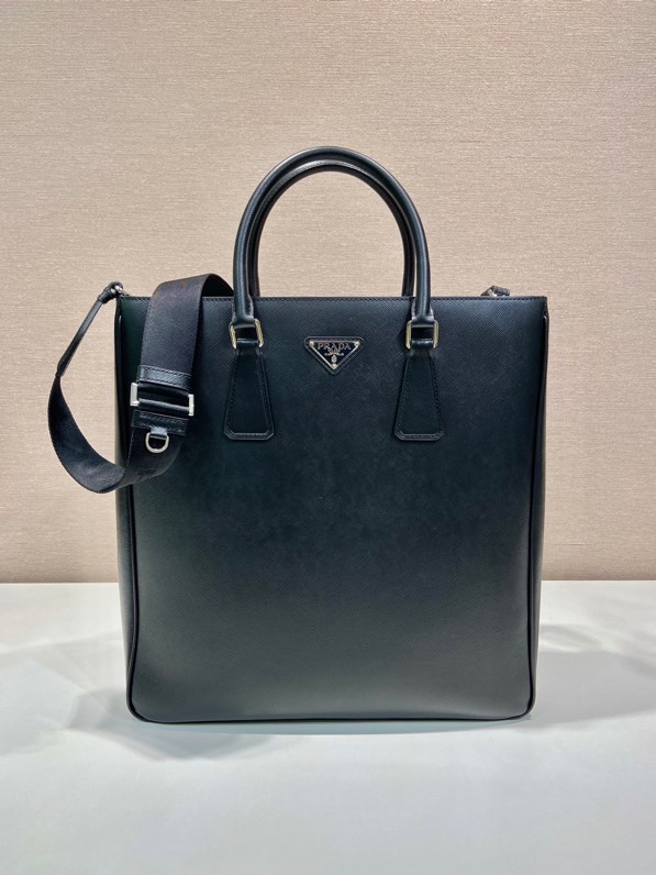 普拉达 PRADA Saffiano 手提 斜跨 单肩包  黑色十字纹皮 H0-_2VG115_2FAD_F0002_V_OOF