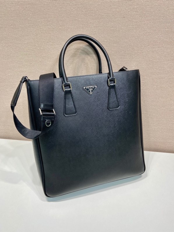 普拉达 PRADA Saffiano 手提 斜跨 单肩包  黑色十字纹皮 H0-_2VG115_2FAD_F0002_V_OOF