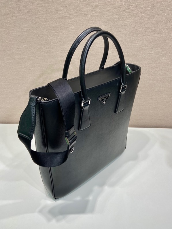 普拉达 PRADA Saffiano 手提 斜跨 单肩包  黑色十字纹皮 H0-_2VG115_2FAD_F0002_V_OOF