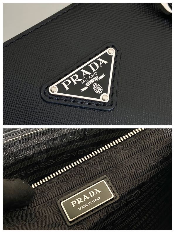 普拉达 PRADA Saffiano 手提 斜跨 单肩包  黑色十字纹皮 H0-_2VG115_2FAD_F0002_V_OOF