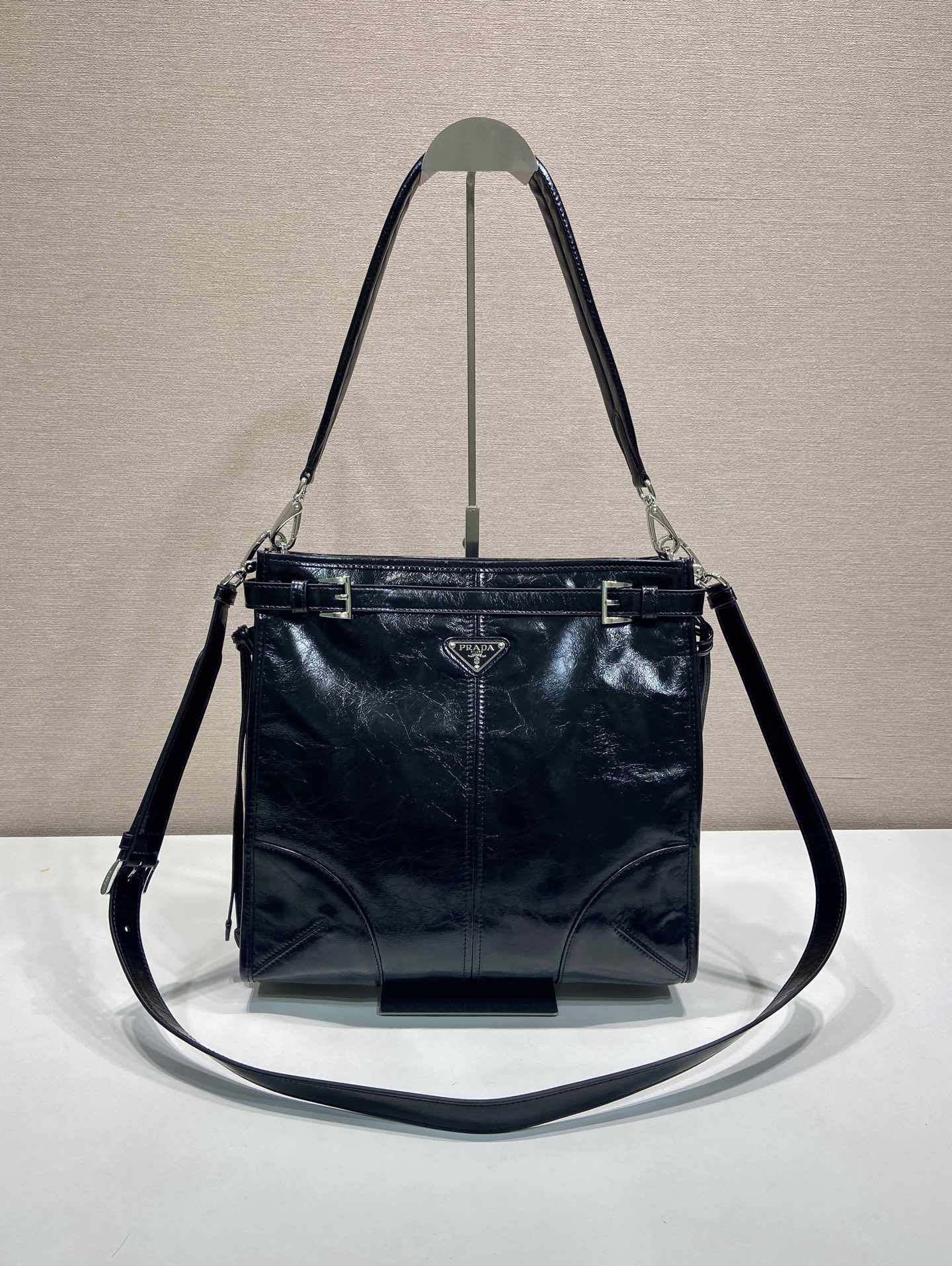30CM 普拉达 PRADA Bonnie  斜跨 单肩包 黑色 双肩带黑 F0-2VH216_2CYR_F0002_V_OOO