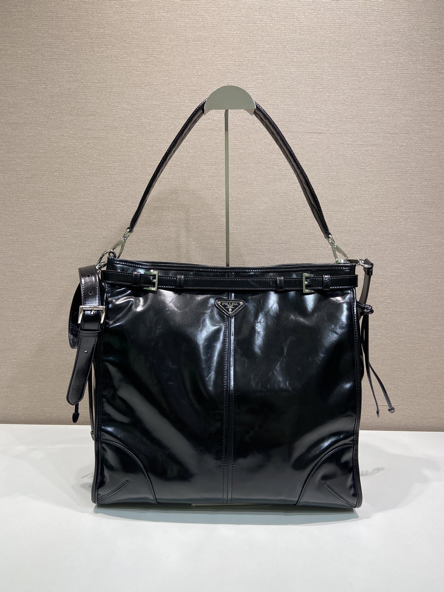 37CM 普拉达 PRADA Bonnie  斜跨 单肩包 黑色 双肩带黑 F0-2VH215_2CYR_F0002