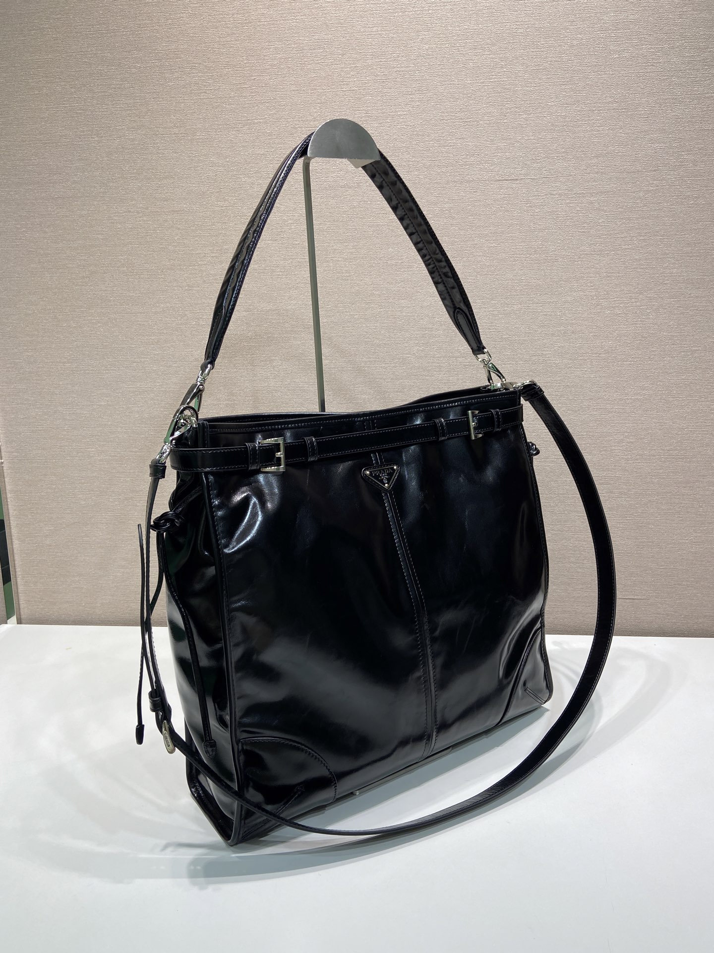 37CM 普拉达 PRADA Bonnie  斜跨 单肩包 黑色 双肩带黑 F0-2VH215_2CYR_F0002