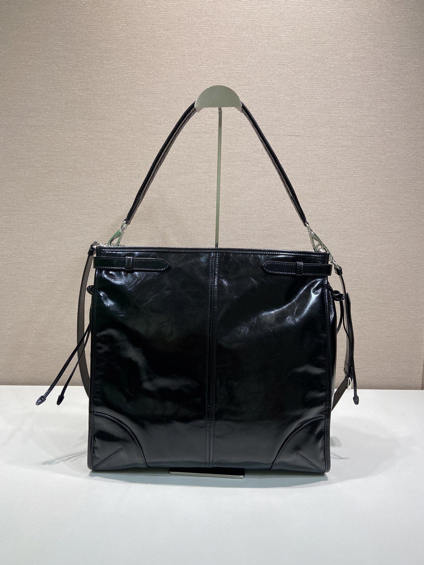 37CM 普拉达 PRADA Bonnie  斜跨 单肩包 黑色 双肩带黑 F0-2VH215_2CYR_F0002