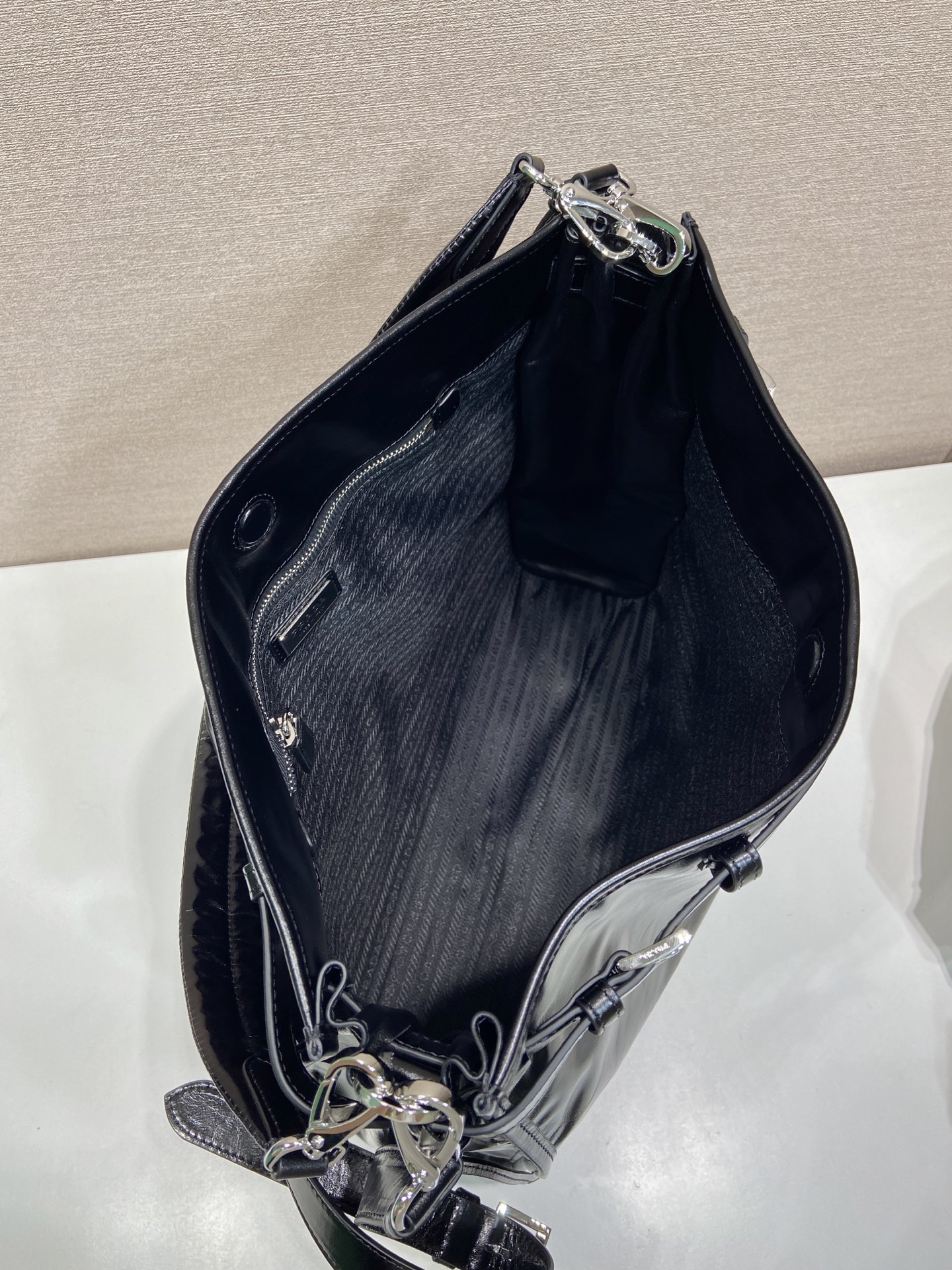 37CM 普拉达 PRADA Bonnie  斜跨 单肩包 黑色 双肩带黑 F0-2VH215_2CYR_F0002