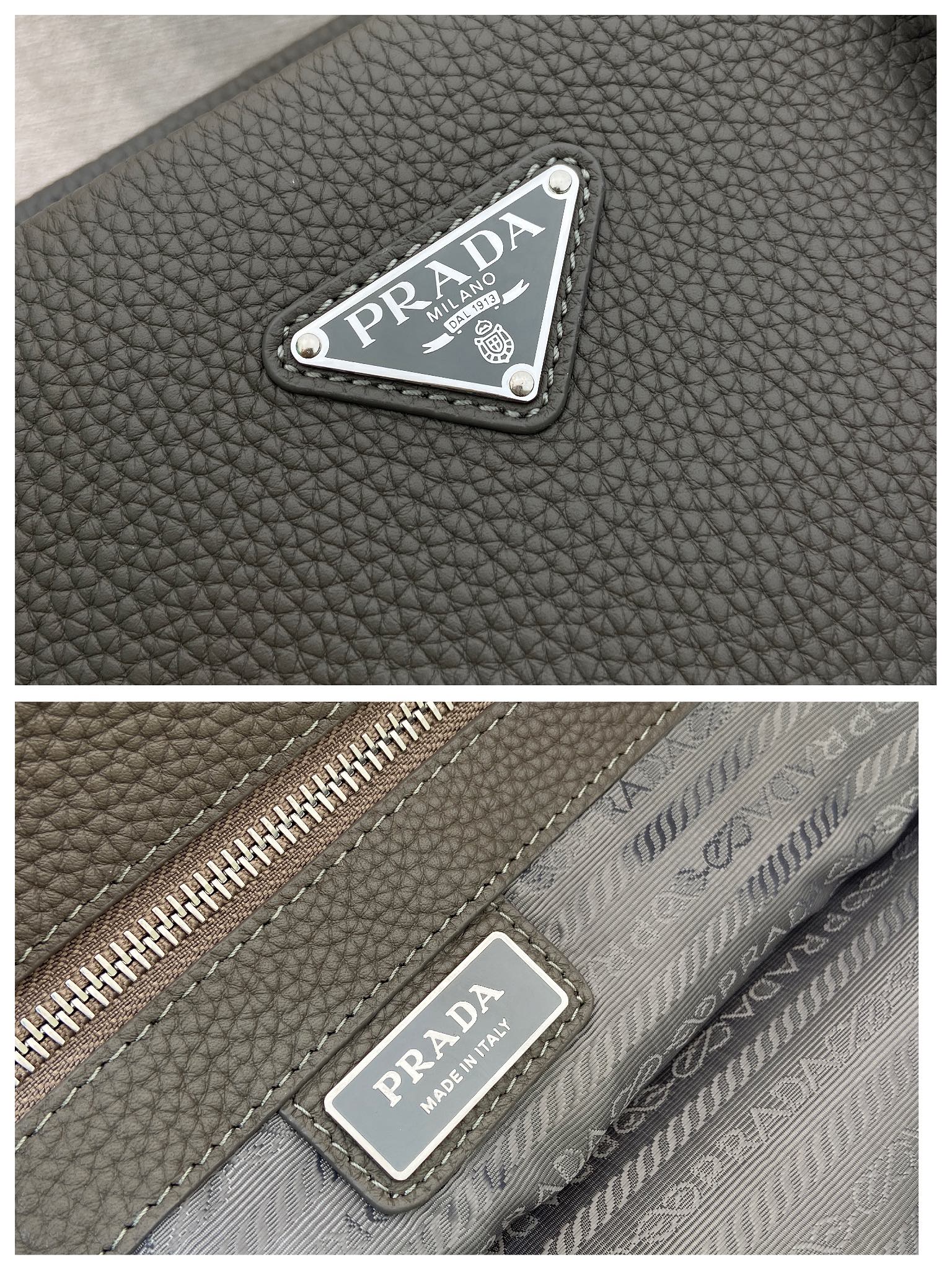 普拉达 PRADA  单肩手提 包 托特  三角logo灰色 皮 H0-2VG130 