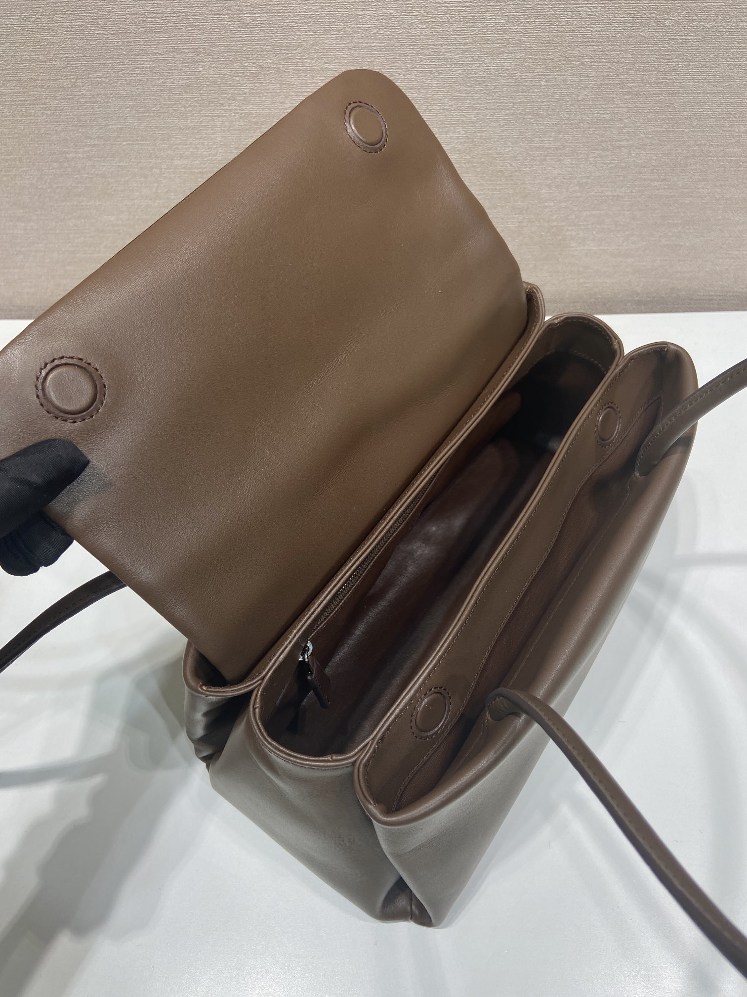 28CM 中号 普拉达 PRADA  Passage 单肩手提 女包  咖啡棕 皮H0-1BA495_2G52_F0201_V_OPO