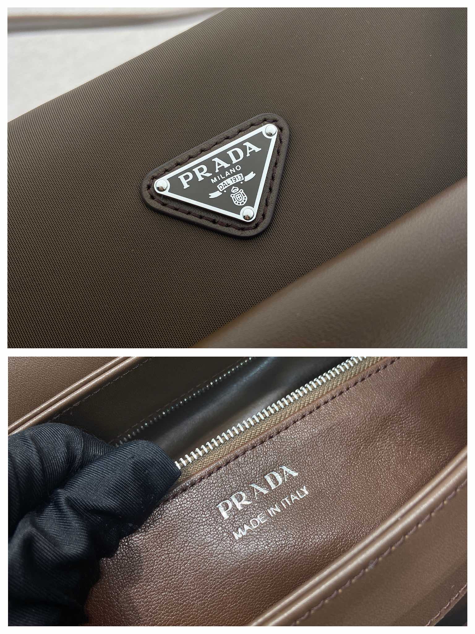 28CM 中号 普拉达 PRADA  Passage 单肩手提 女包  咖啡棕 皮H0-1BA495_2G52_F0201_V_OPO