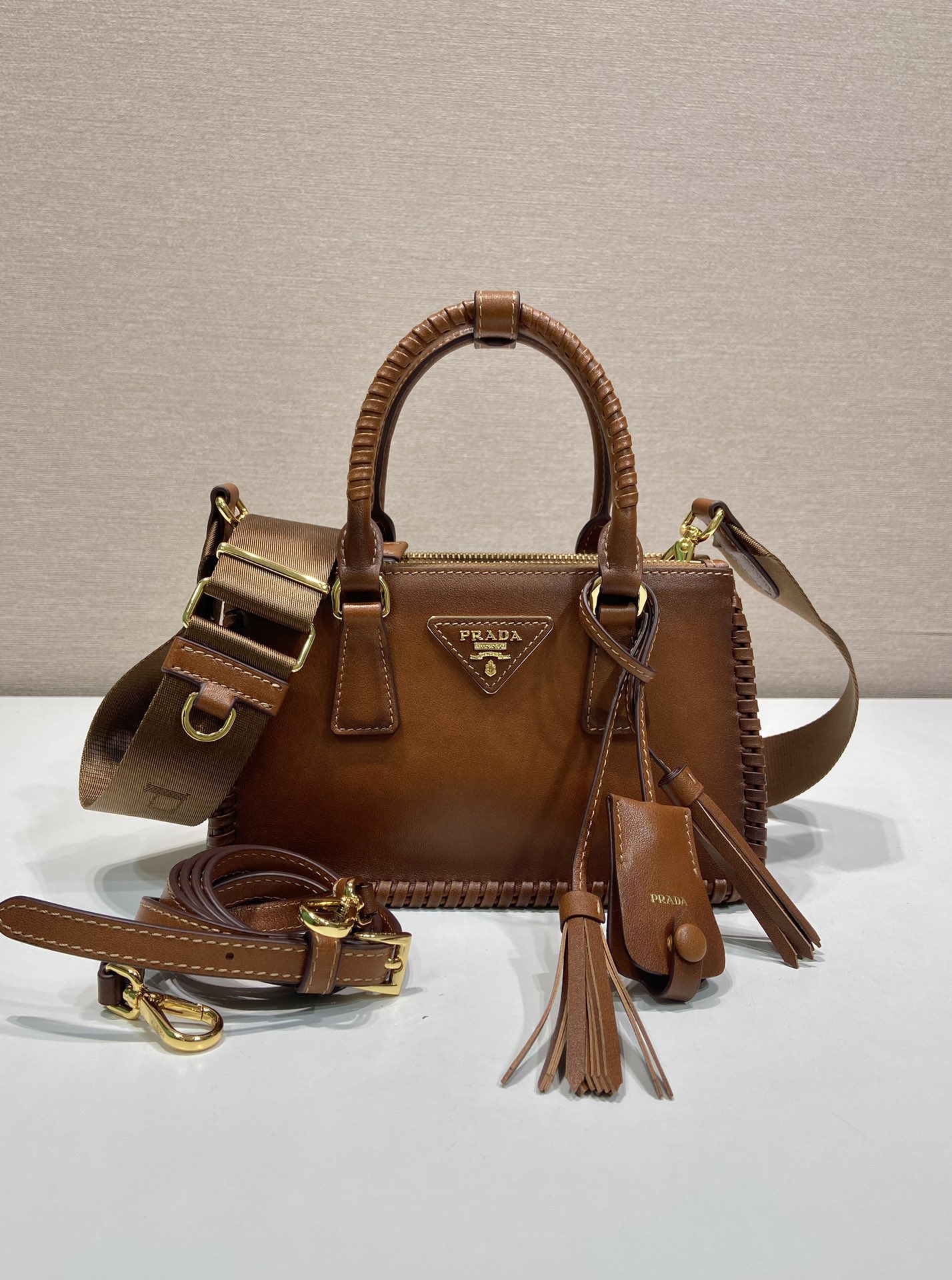 普拉达 PRADA  Galleria 单肩手提 女包 双肩带 咖啡棕 皮H0-1BA916_2HMZ_F0046_V_BOI